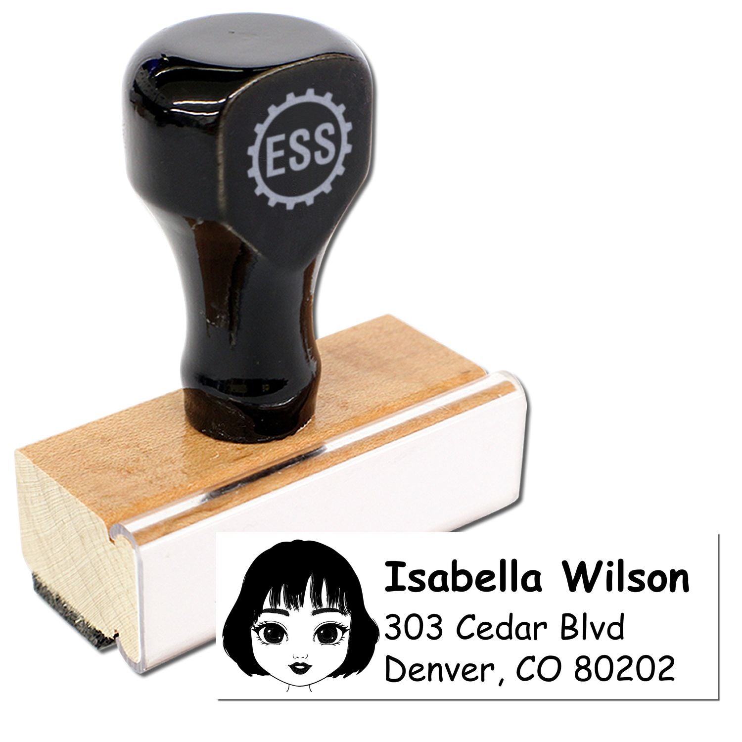 Wood Handle Ms Isabella Bitmoji Address Stamp - Engineer Seal Stamps