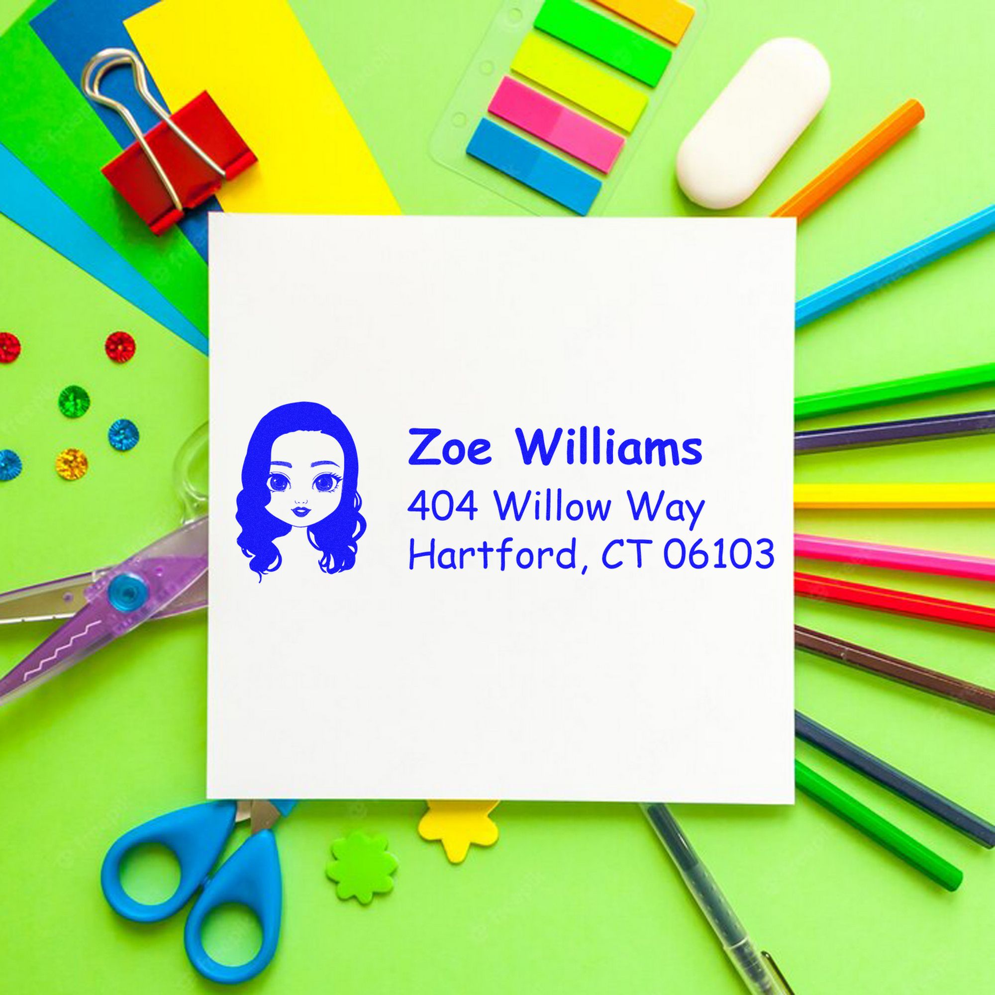 Ms Zoe Bitmoji Pre-Inked Address Stamp for House - Engineer Seal Stamps
