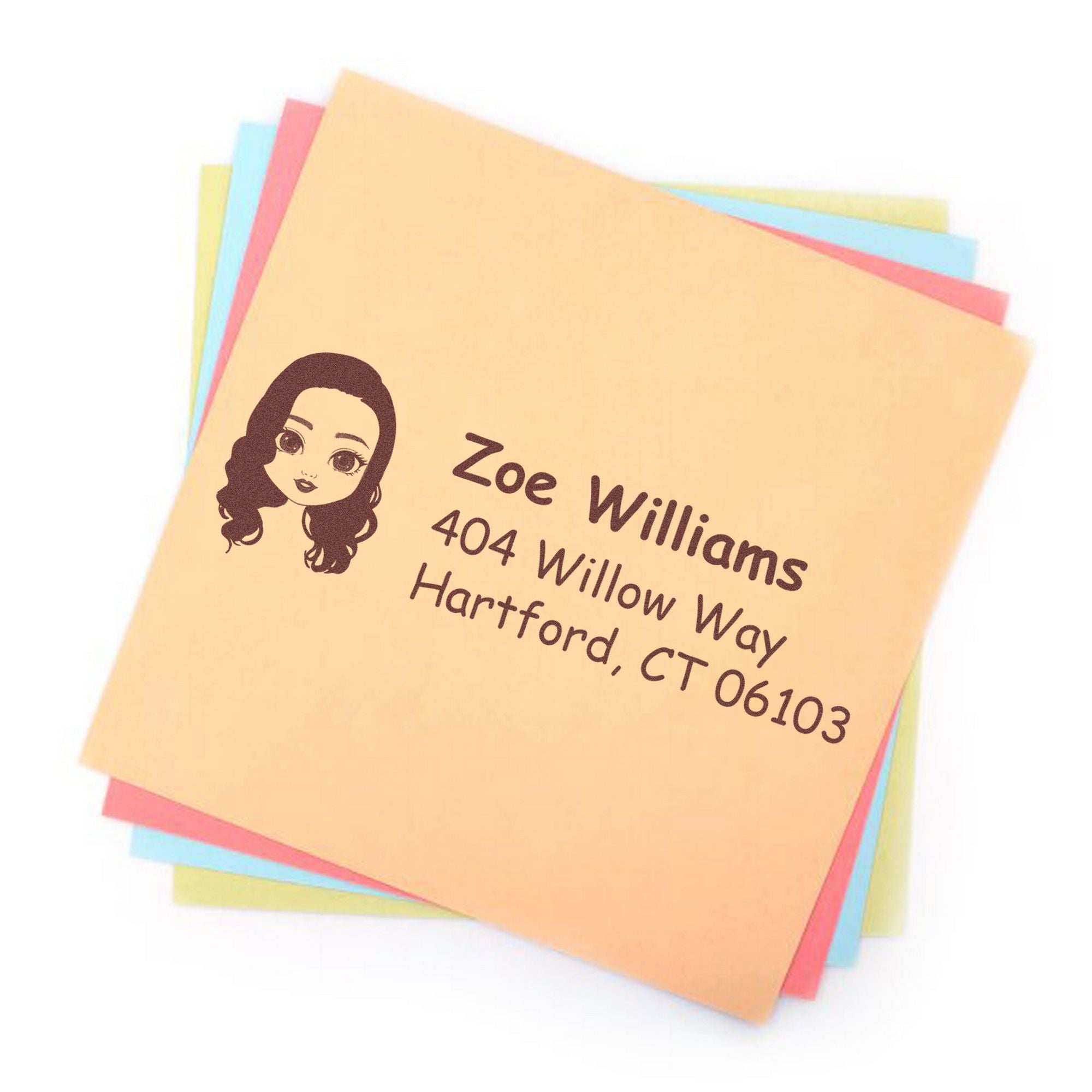 Wood Handle Ms Zoe Bitmoji Address Stamp - Engineer Seal Stamps