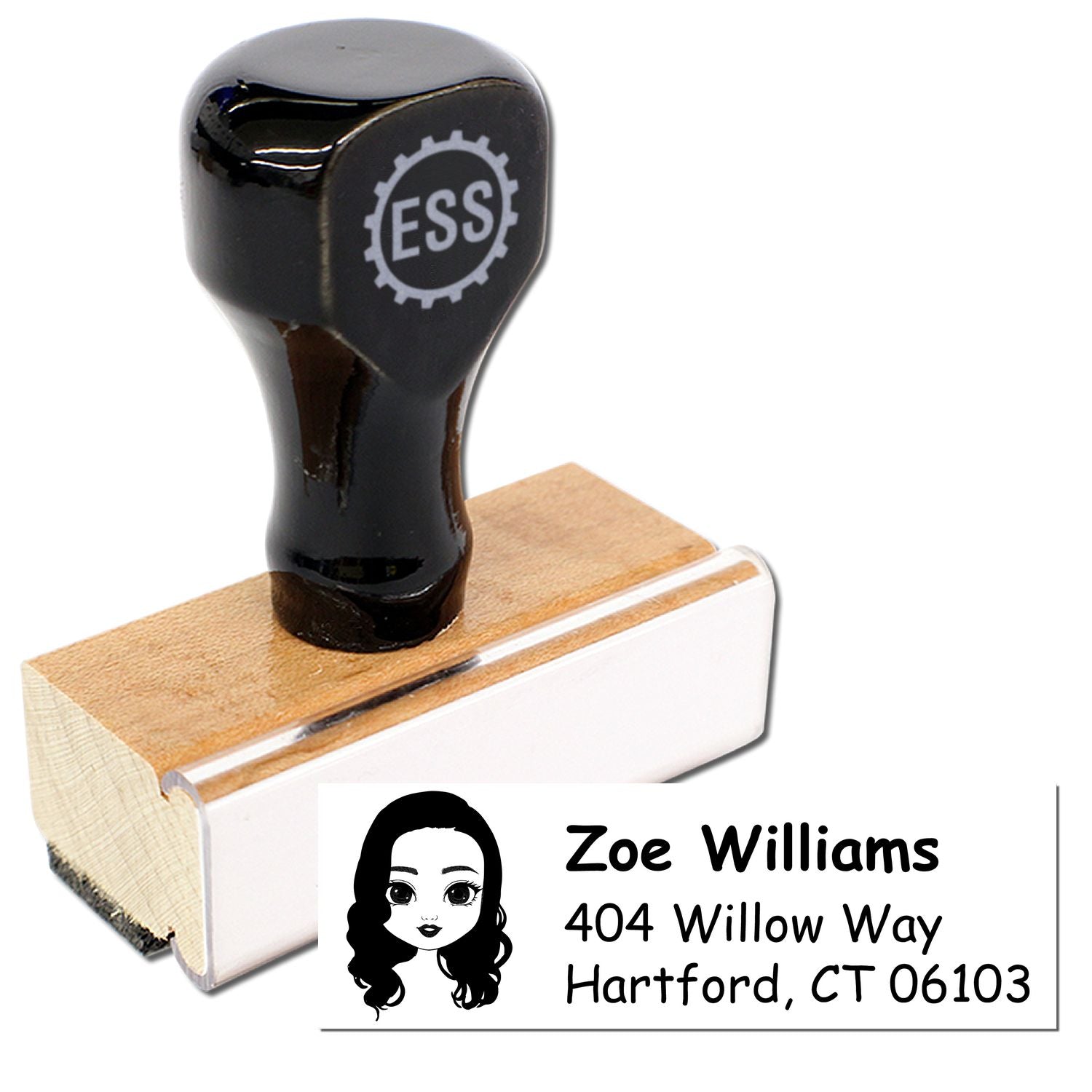 Wood Handle Ms Zoe Bitmoji Address Stamp - Engineer Seal Stamps