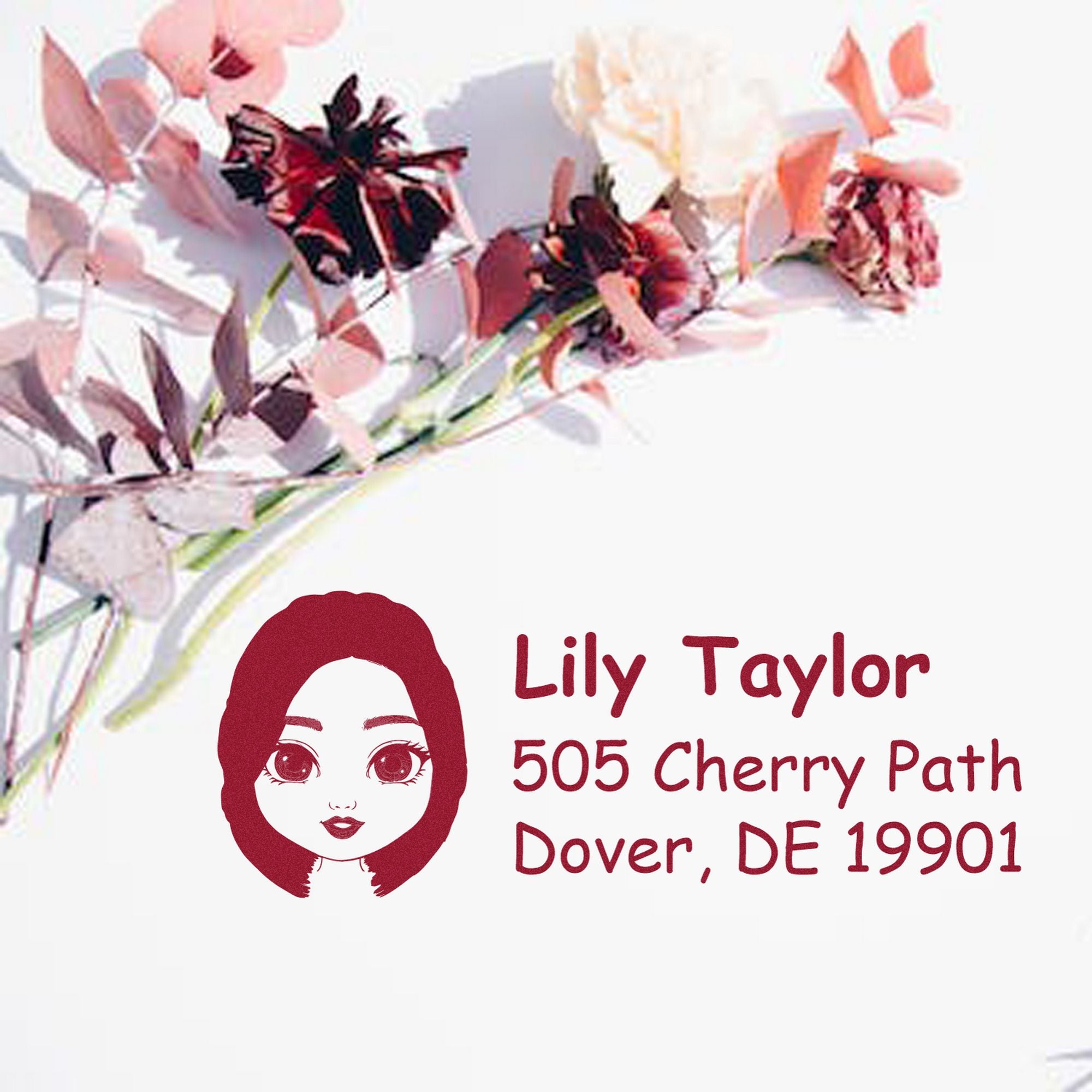 Wood Handle Ms Lily Bitmoji Address Stamp - Engineer Seal Stamps