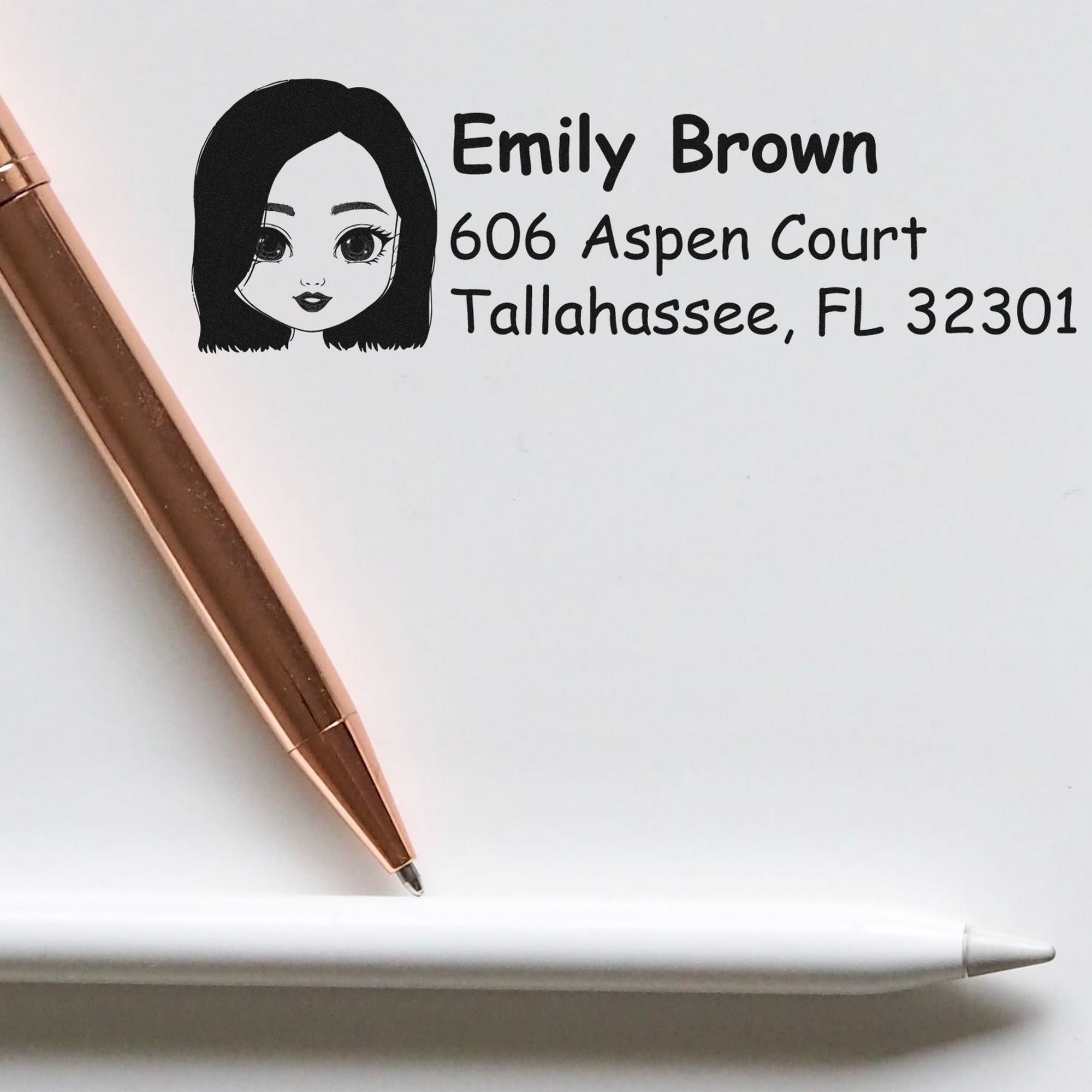 Ms Emily Bitmoji Pre-Inked Address Stamp for House - Engineer Seal Stamps