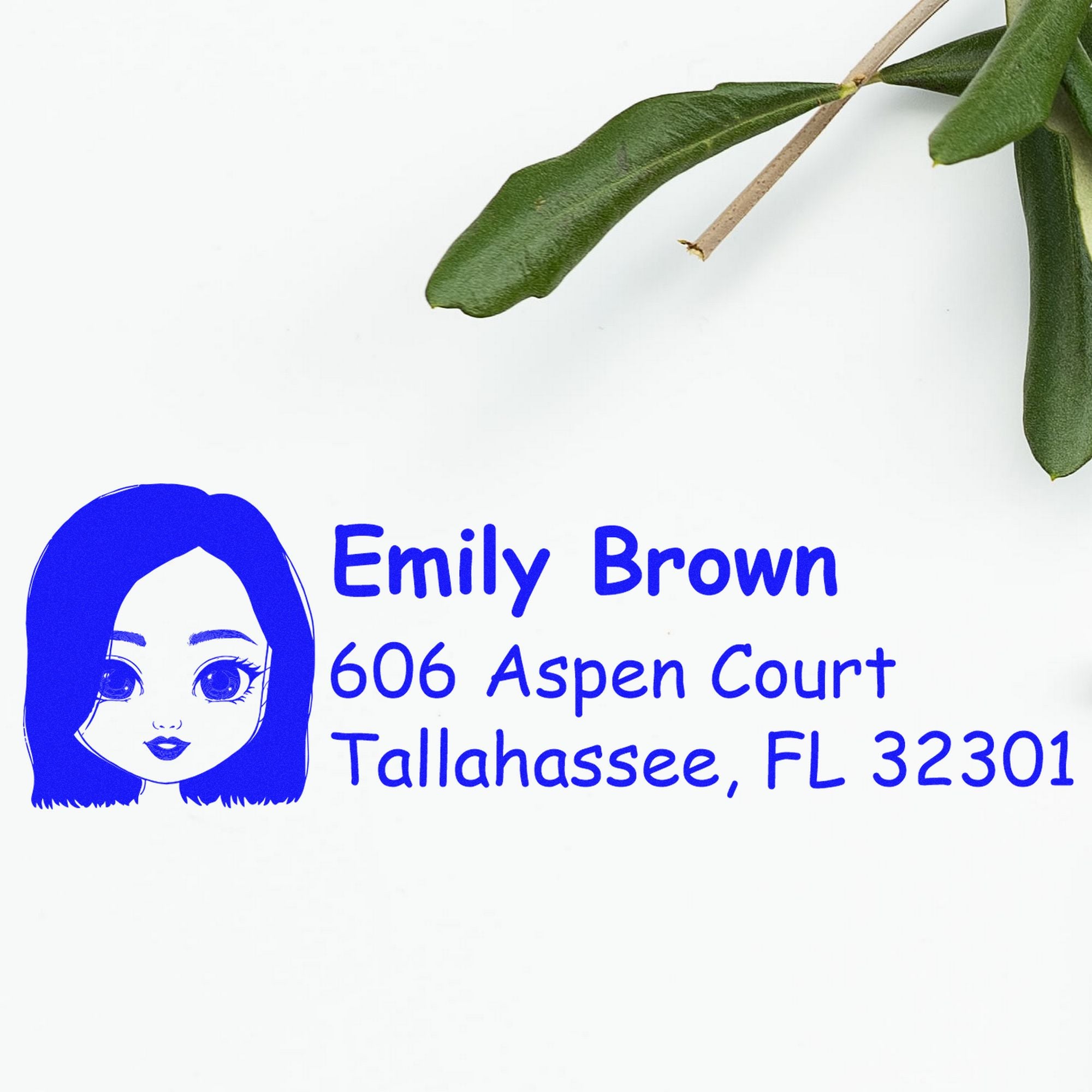 Wood Handle Ms Emily Bitmoji Address Stamp - Engineer Seal Stamps