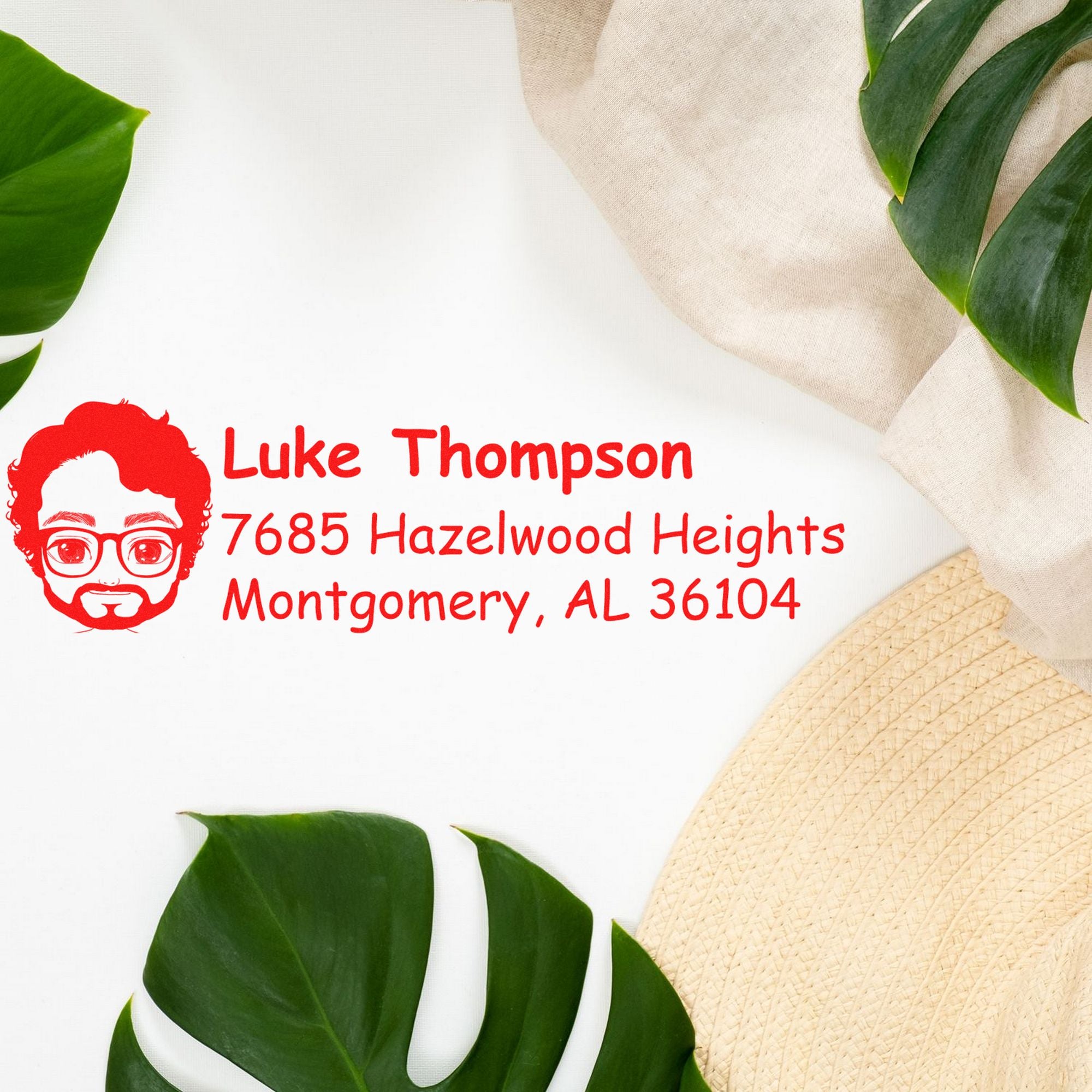 Wood Handle Mr Luke Bitmoji Address Stamp - Engineer Seal Stamps