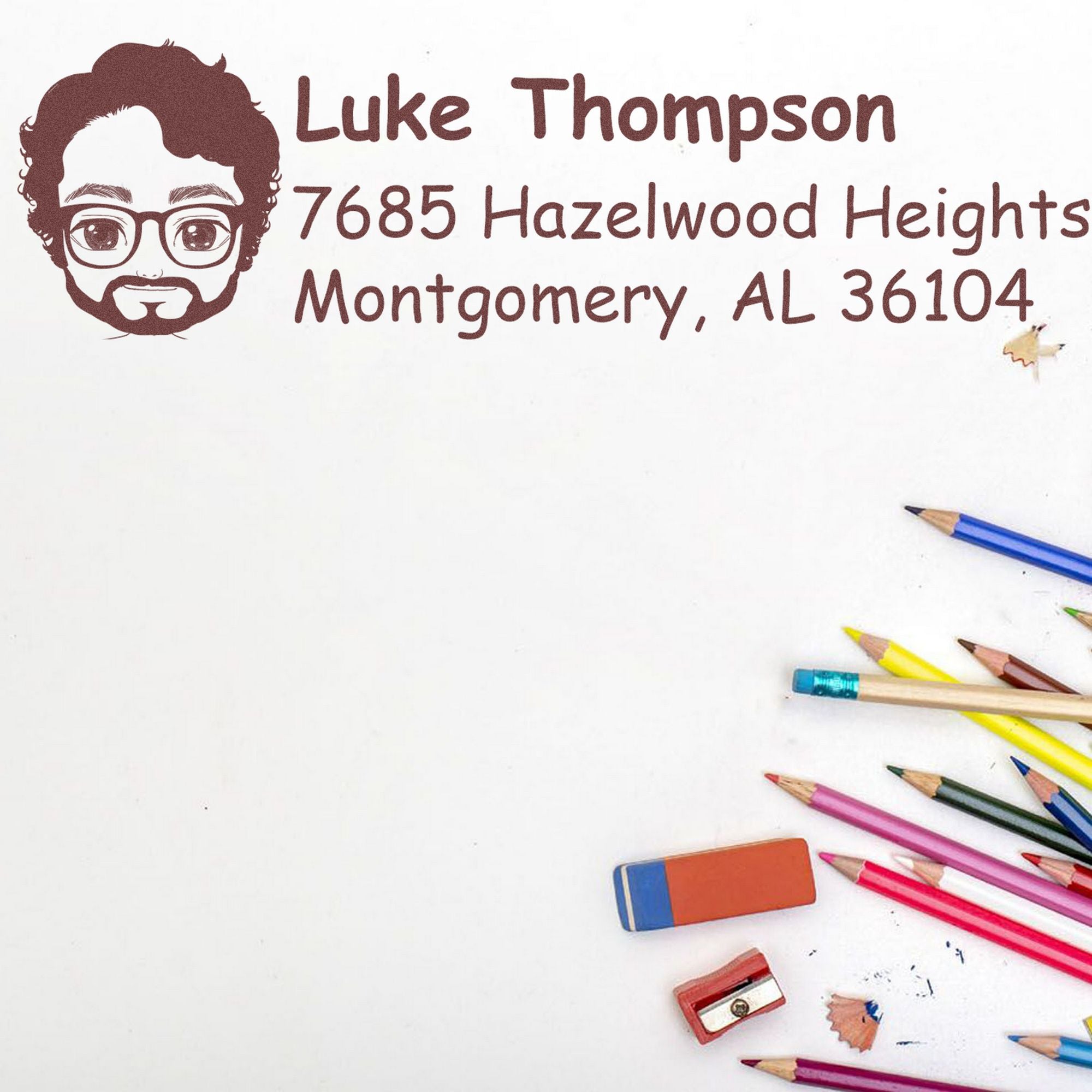 Mr Luke Bitmoji Pre-Inked Address Stamp for House - Engineer Seal Stamps