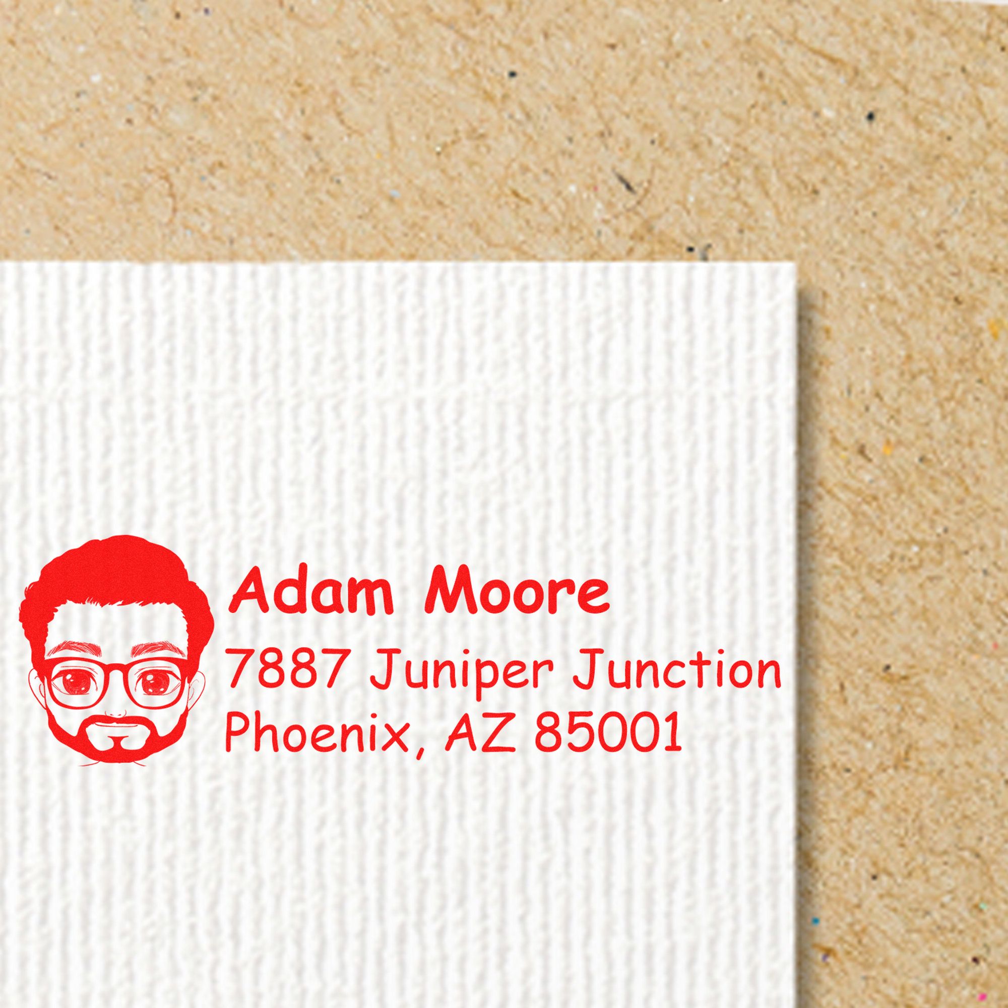 Wood Handle Mr Adam Bitmoji Address Stamp - Engineer Seal Stamps