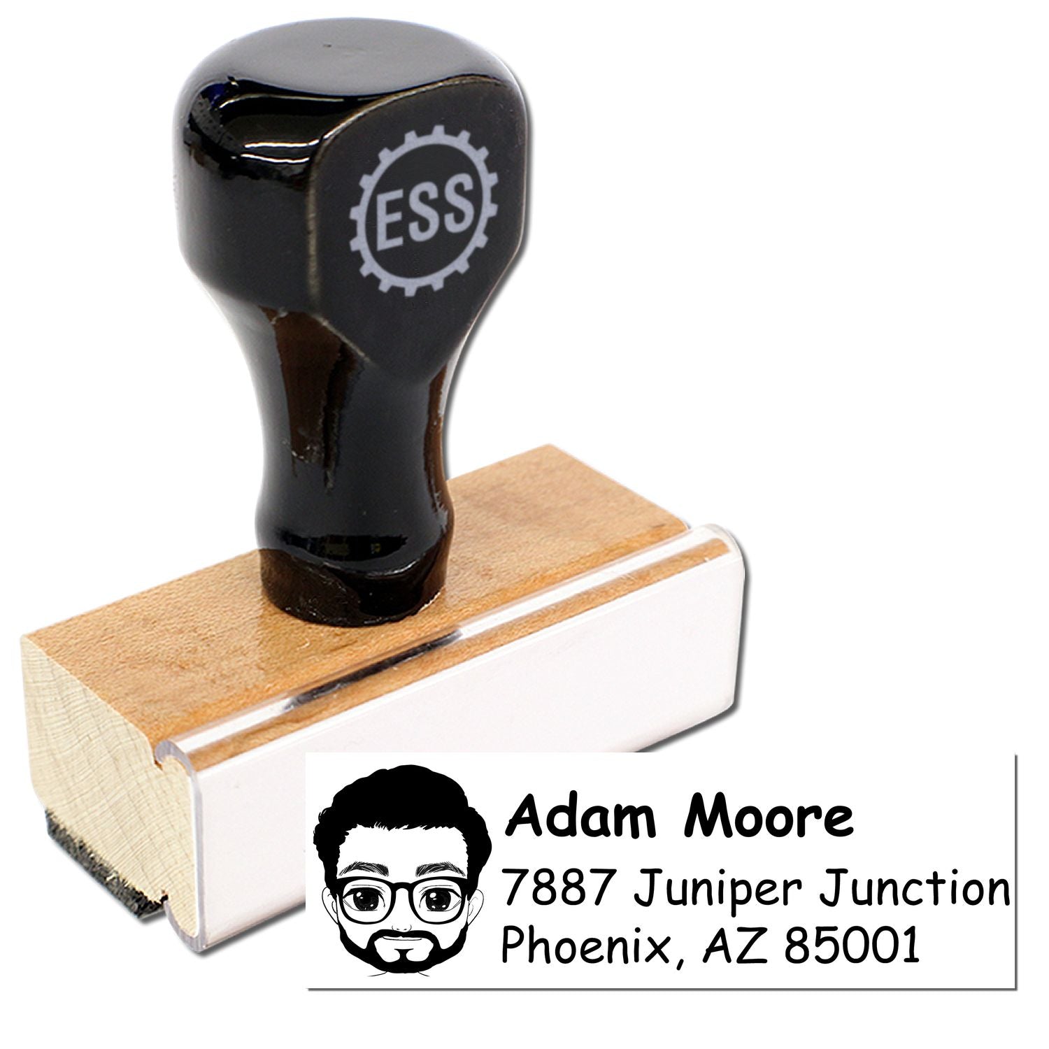 Wood Handle Mr Adam Bitmoji Address Stamp - Engineer Seal Stamps