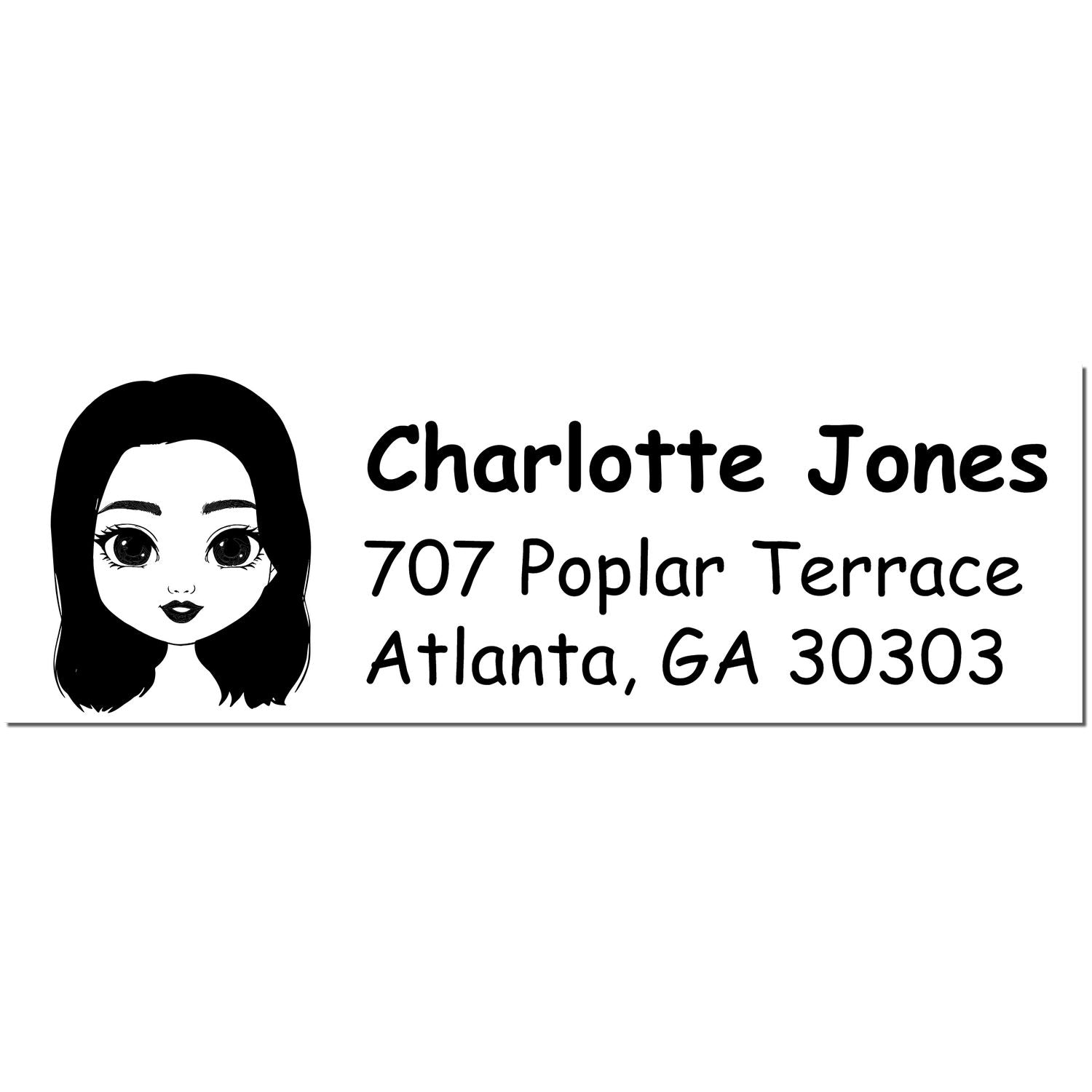 Wood Handle Ms Charlotte Bitmoji Address Stamp - Engineer Seal Stamps