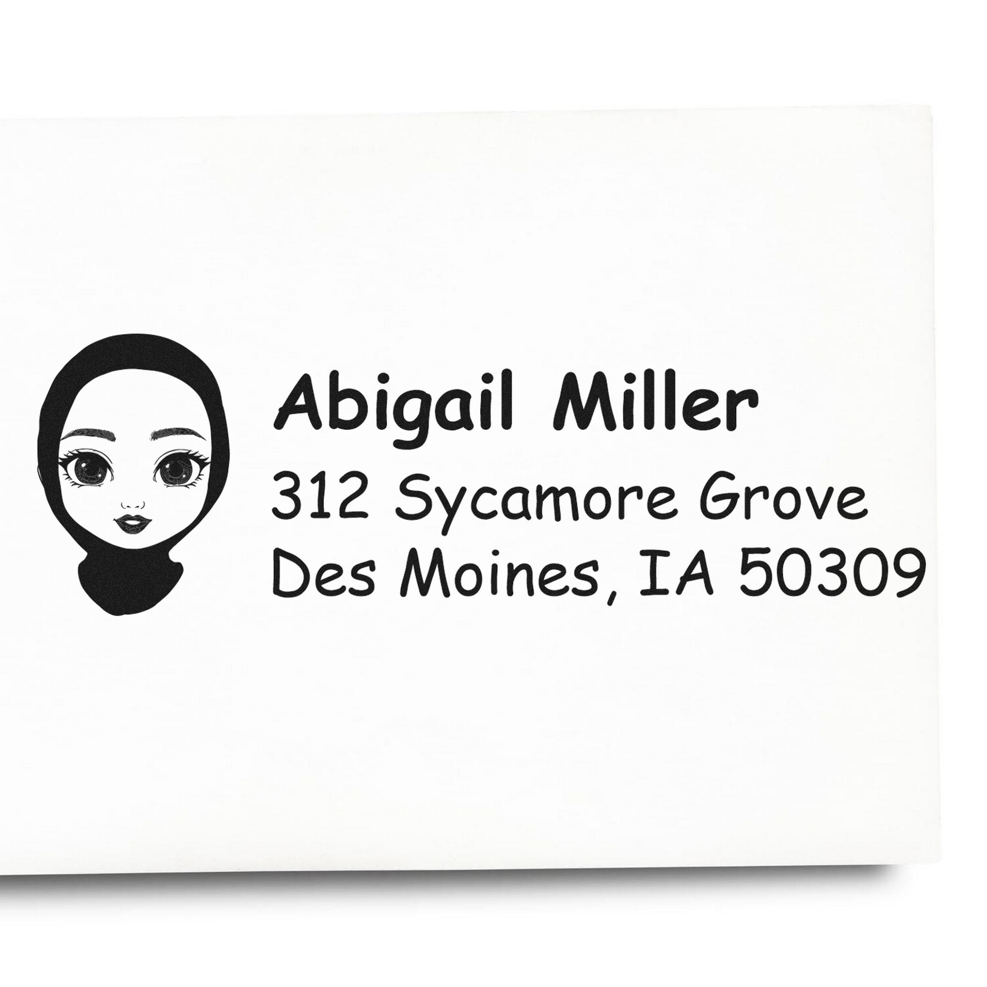 Wood Handle Ms Abigail Bitmoji Address Stamp - Engineer Seal Stamps