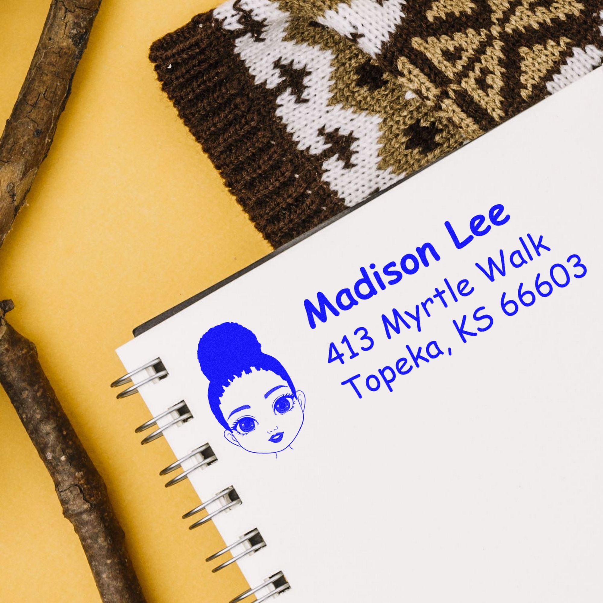 Wood Handle Ms Madison Bitmoji Address Stamp - Engineer Seal Stamps