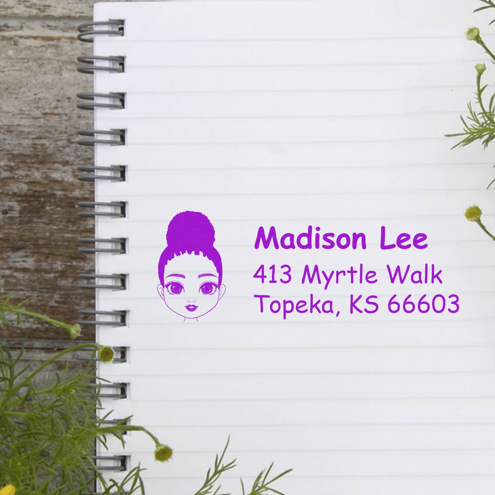 Wood Handle Ms Madison Bitmoji Address Stamp - Engineer Seal Stamps