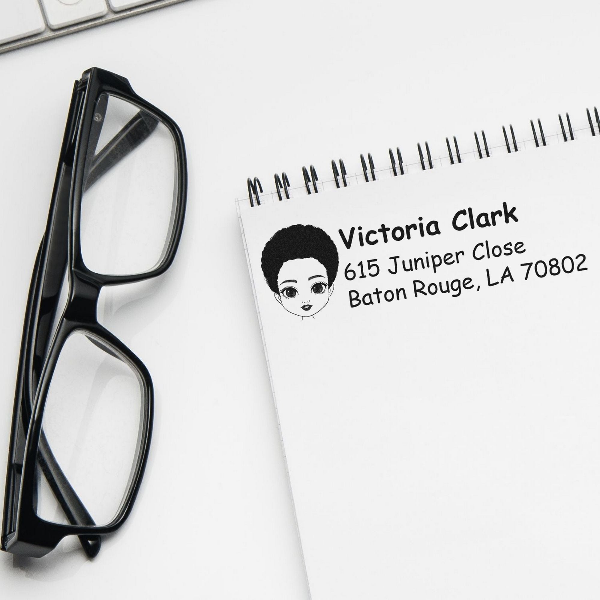 Wood Handle Ms Victoria Bitmoji Address Stamp - Engineer Seal Stamps