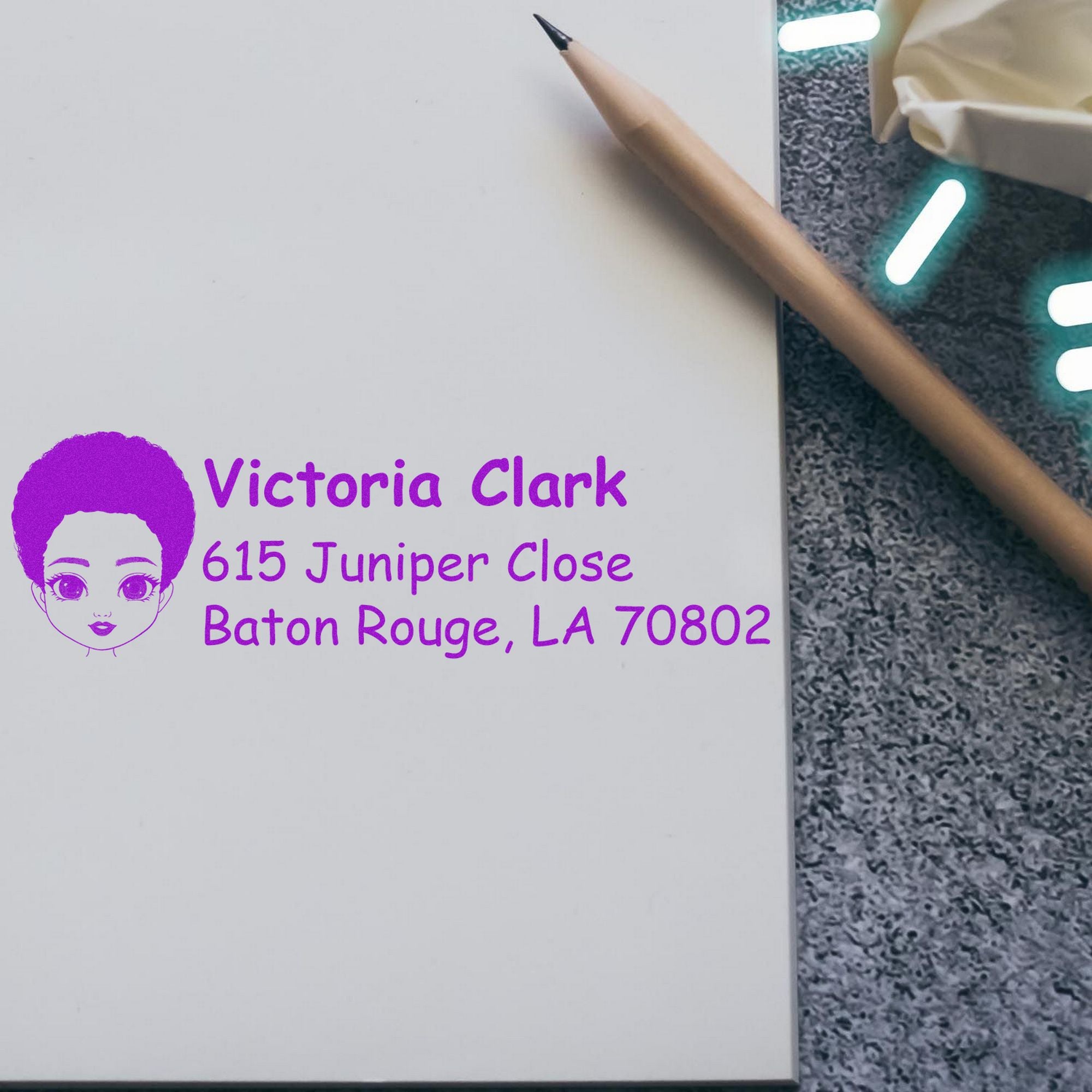 Ms Victoria Bitmoji Customized Address Stamp Pre-Inked - Engineer Seal Stamps