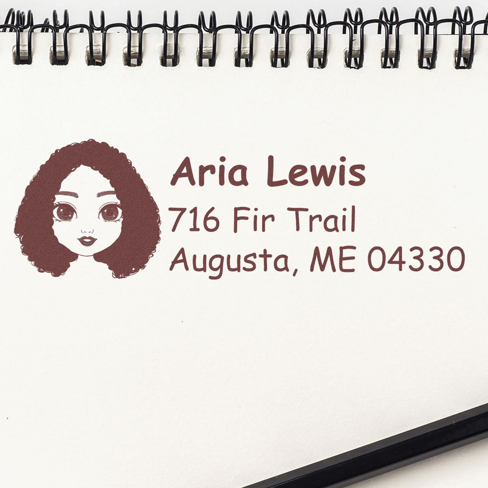 Wood Handle Ms Aria Bitmoji Address Stamp - Engineer Seal Stamps
