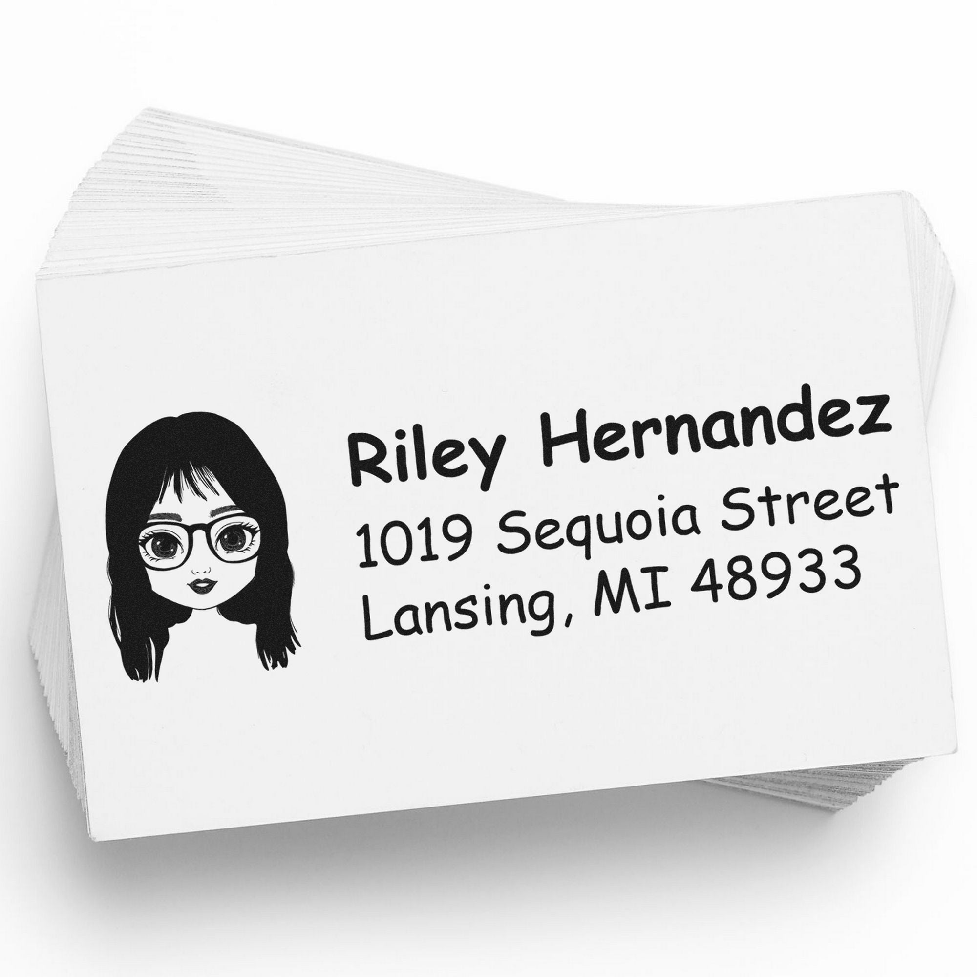Ms Riley Bitmoji Pre-Inked Address Stamp for House - Engineer Seal Stamps