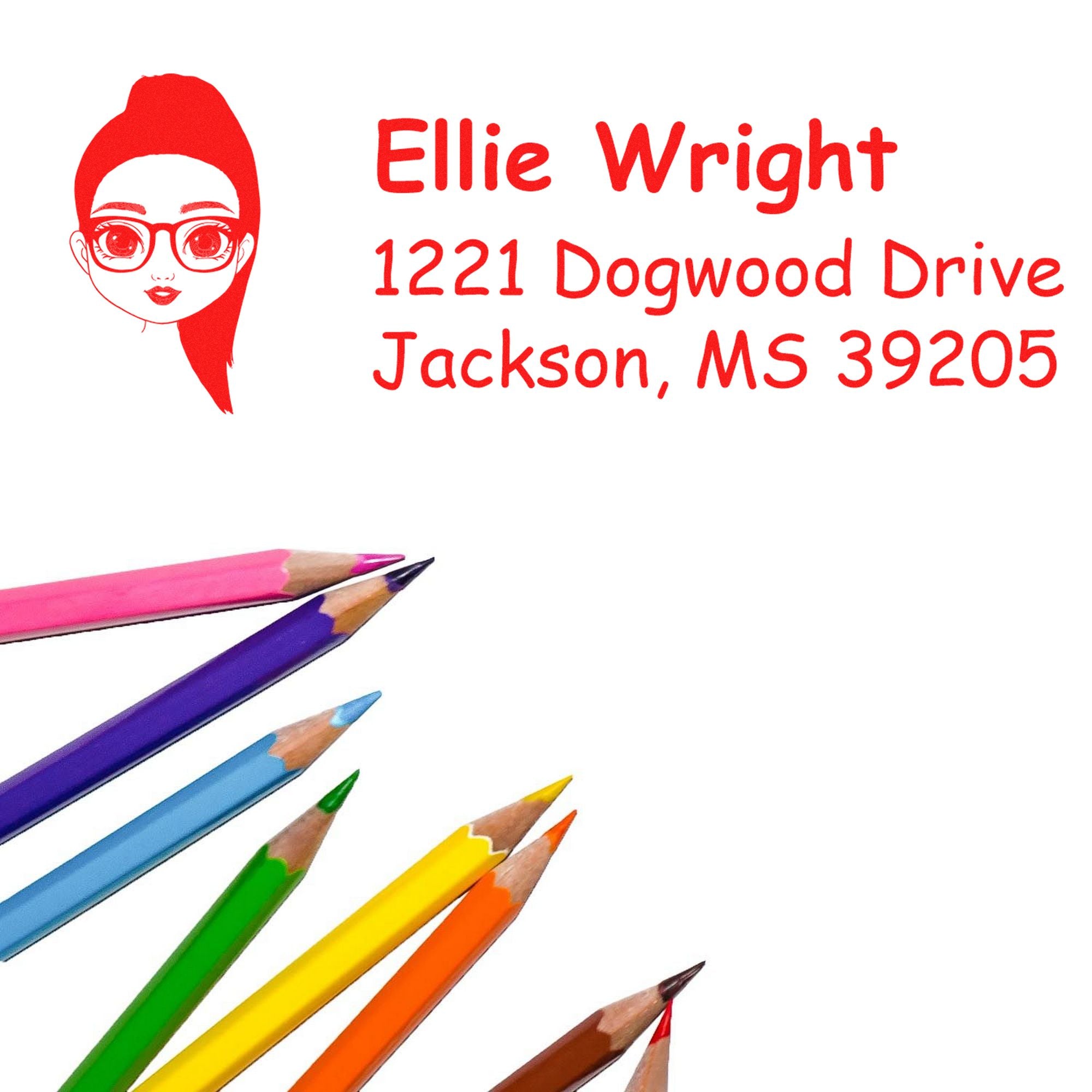 Ms Ellie Bitmoji Pre-Inked Address Stamp for House - Engineer Seal Stamps