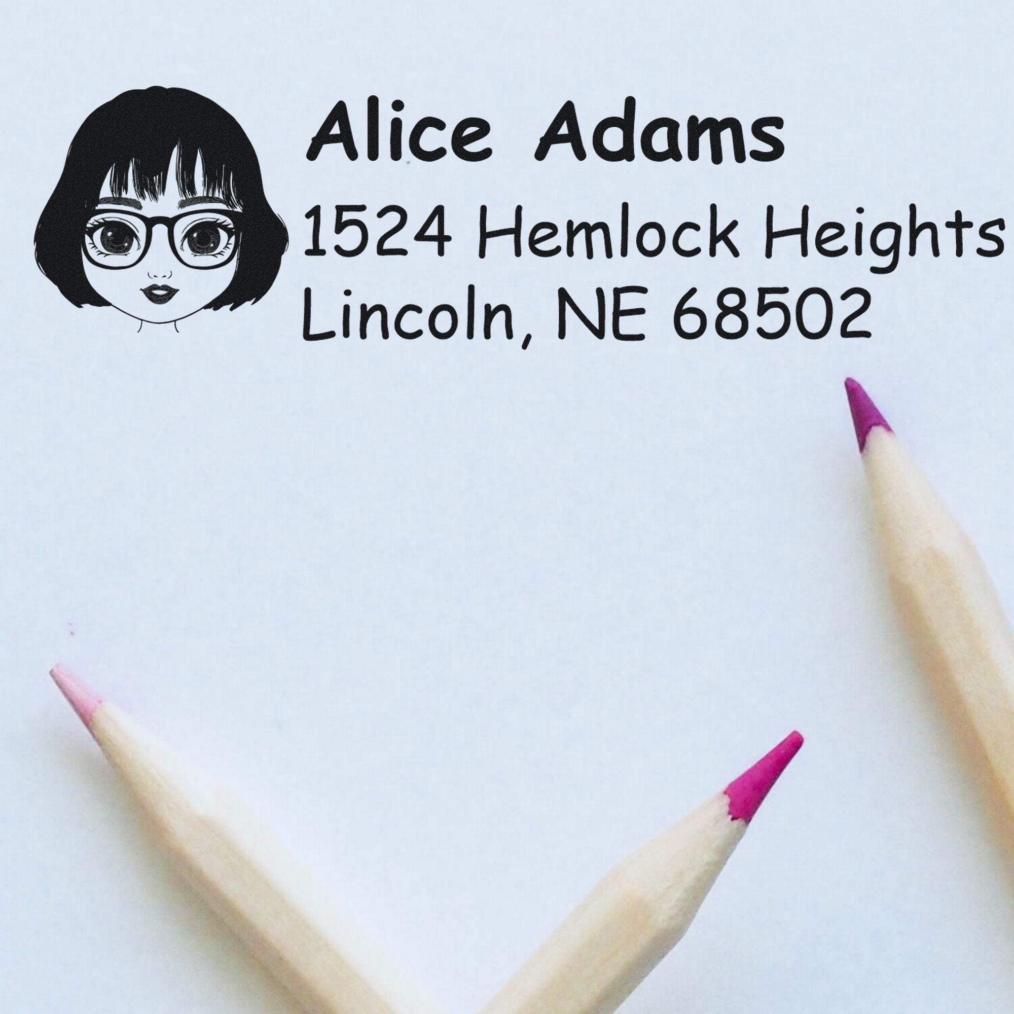 Ms Alice Bitmoji Pre-Inked Address Stamp for House - Engineer Seal Stamps