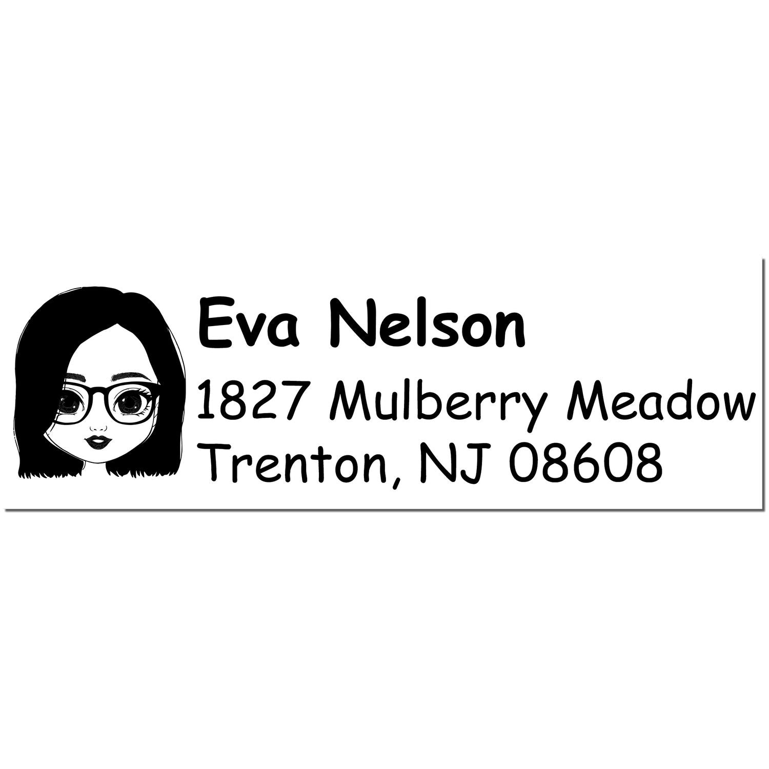 Wood Handle Ms Eva Bitmoji Address Stamp - Engineer Seal Stamps
