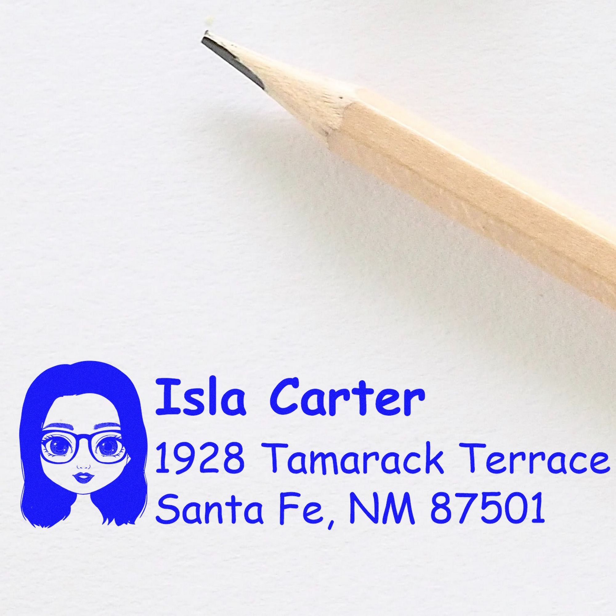 Wood Handle Ms Isla Bitmoji Address Stamp - Engineer Seal Stamps