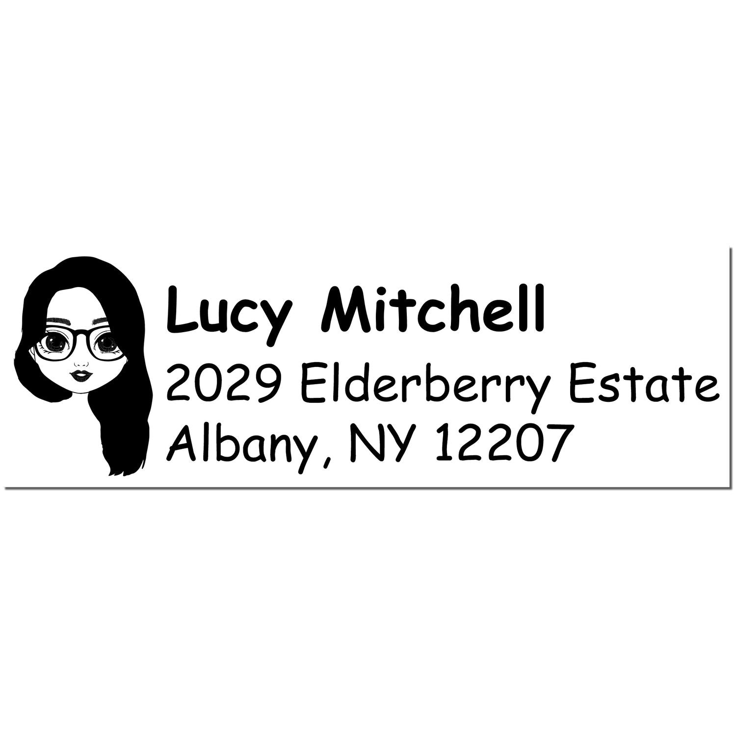 Wood Handle Ms Lucy Bitmoji Address Stamp - Engineer Seal Stamps