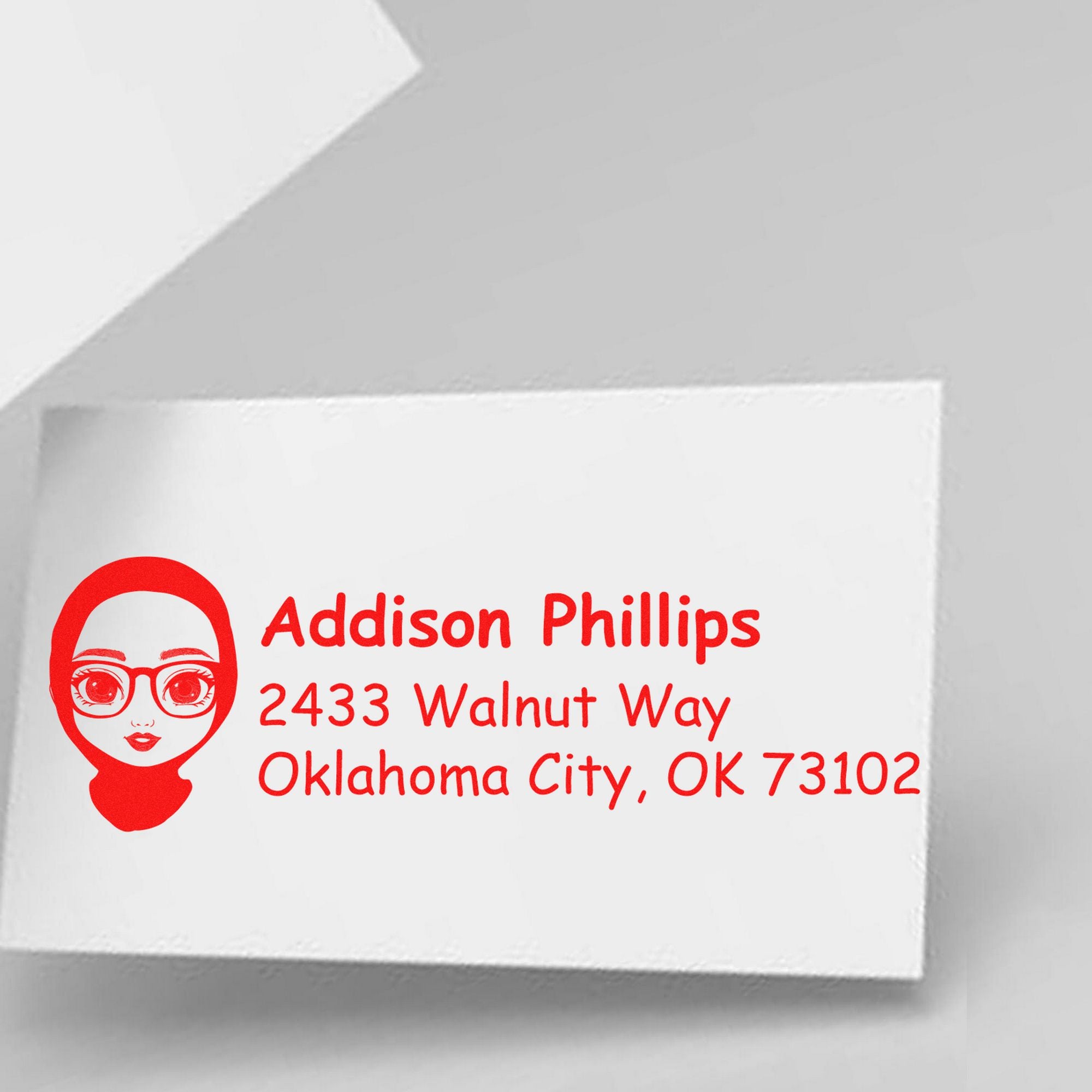 Ms Addison Bitmoji Pre-Inked Address Stamp for House - Engineer Seal Stamps