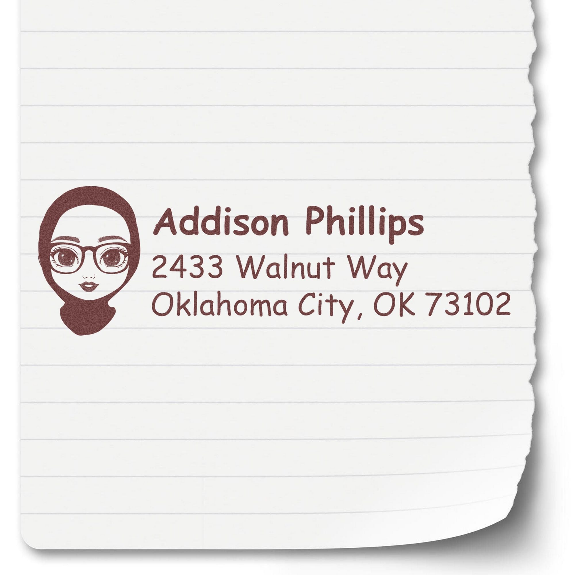 Ms Addison Bitmoji Customized Address Stamp Pre-Inked - Engineer Seal Stamps