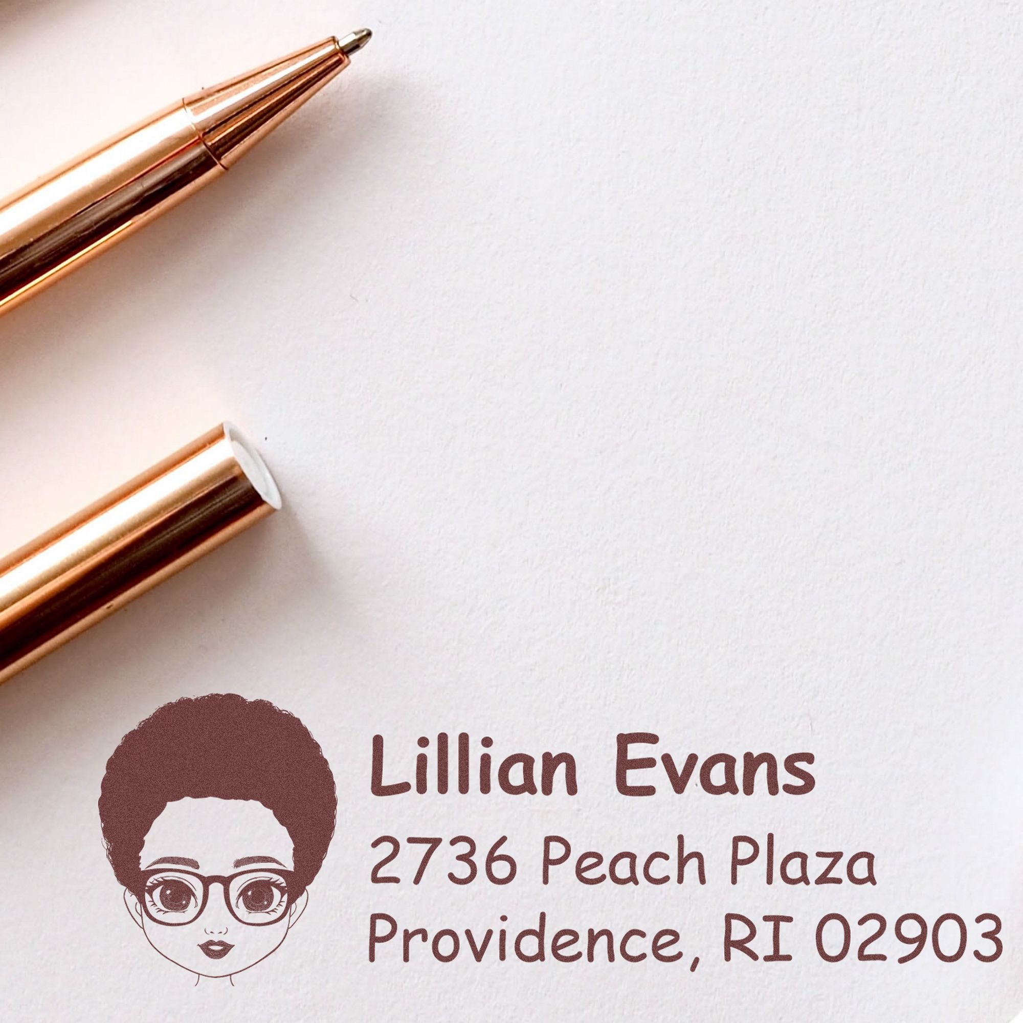 Wood Handle Ms Lillian Bitmoji Address Stamp - Engineer Seal Stamps