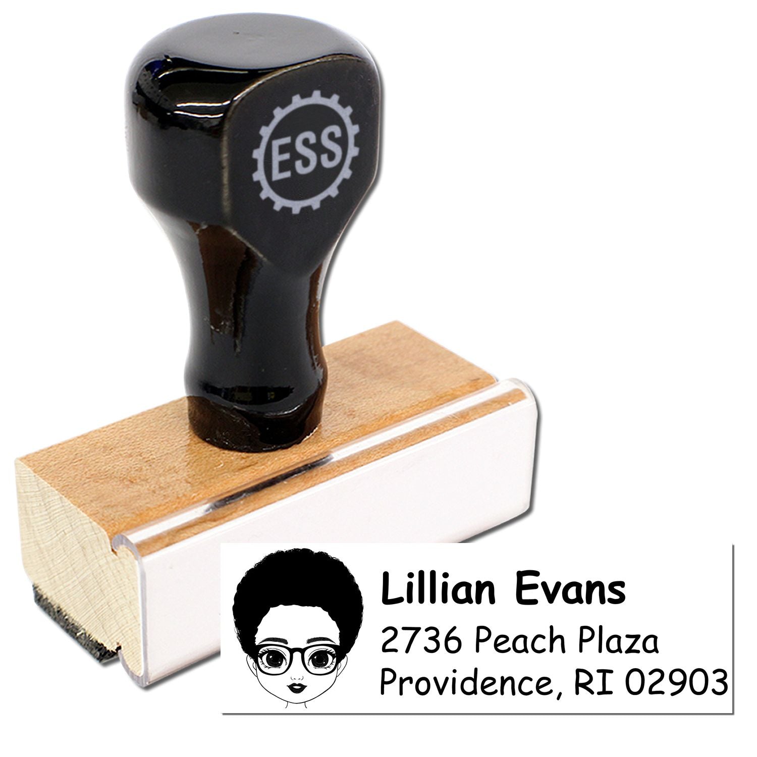 Wood Handle Ms Lillian Bitmoji Address Stamp - Engineer Seal Stamps