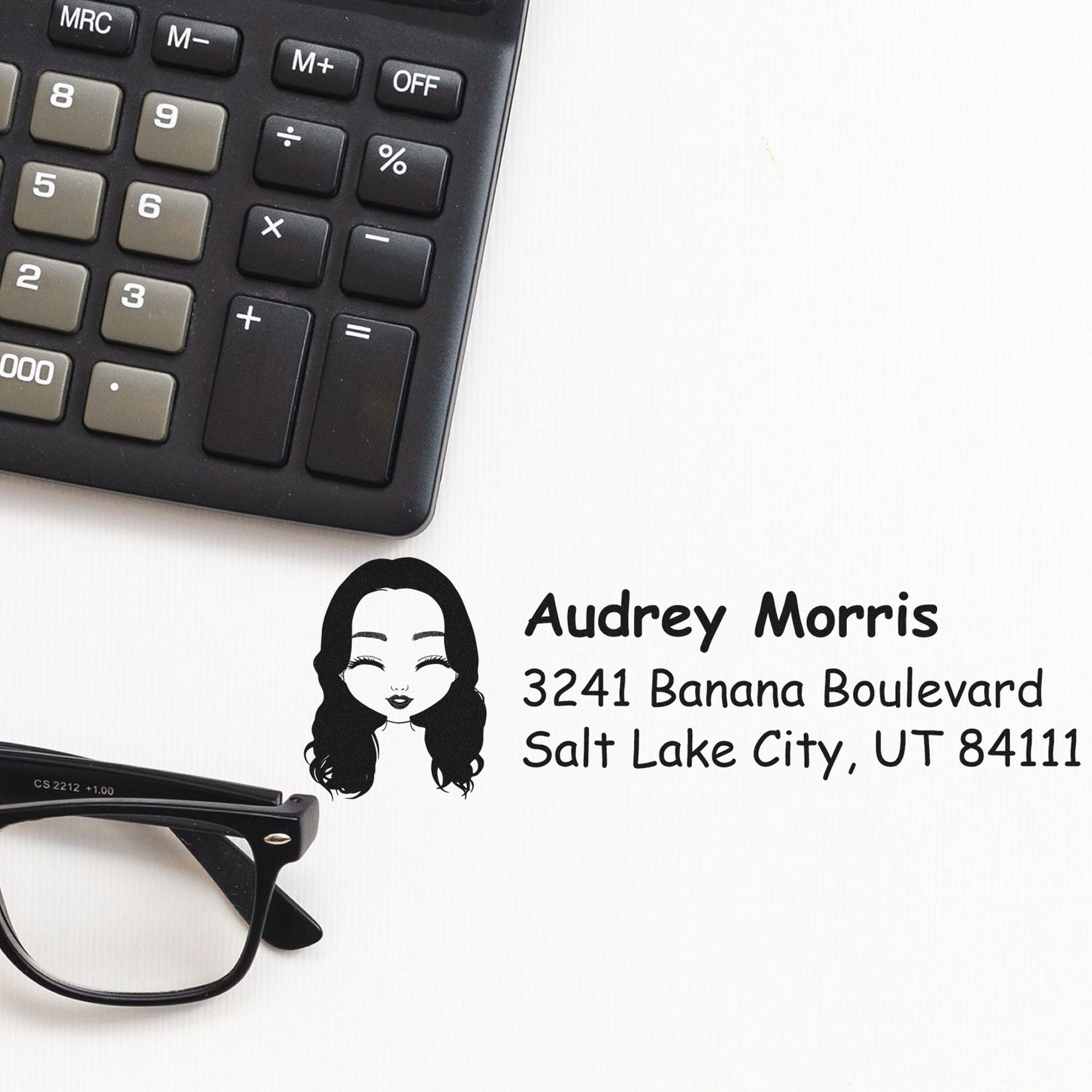 Wood Handle Ms Audrey Bitmoji Address Stamp - Engineer Seal Stamps
