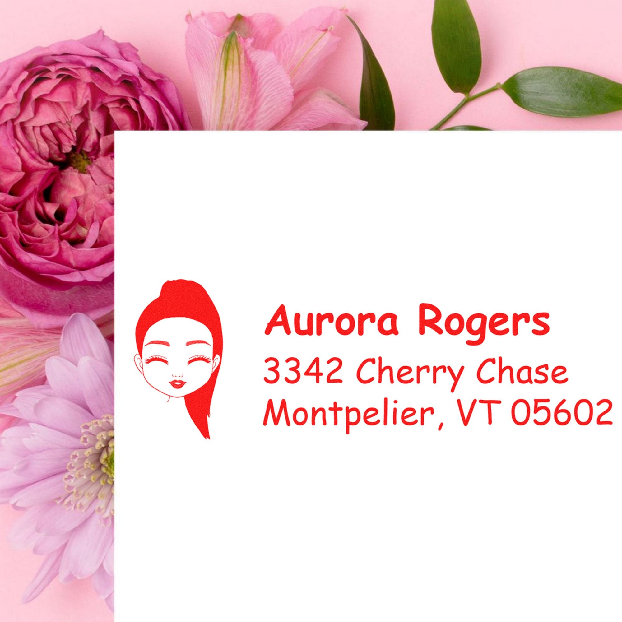 Ms Aurora Bitmoji Pre-Inked Address Stamp for House - Engineer Seal Stamps