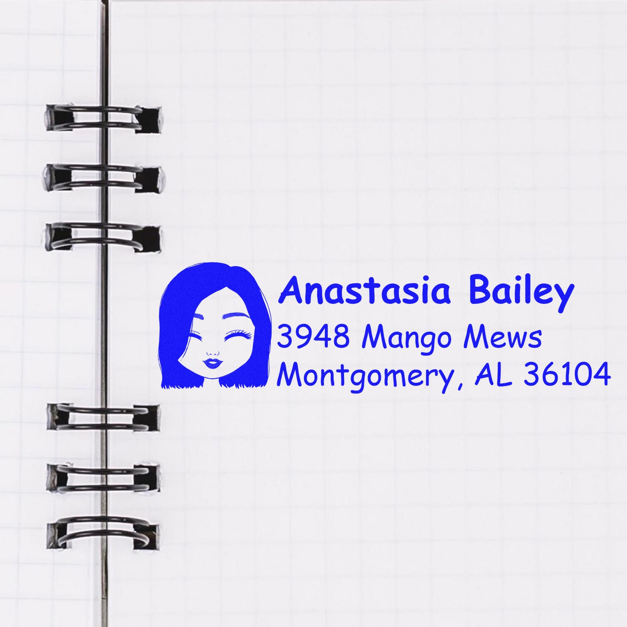 Wood Handle Ms Anastasia Bitmoji Address Stamp - Engineer Seal Stamps