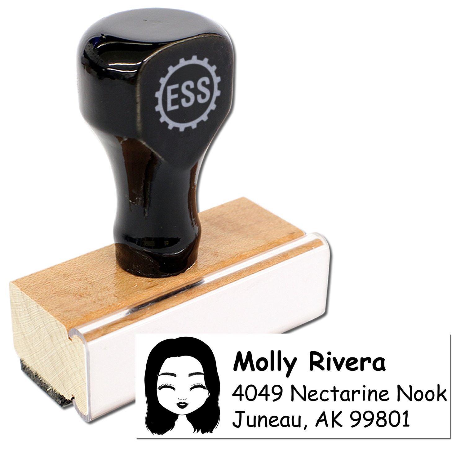 Wood Handle Ms Molly Bitmoji Address Stamp - Engineer Seal Stamps