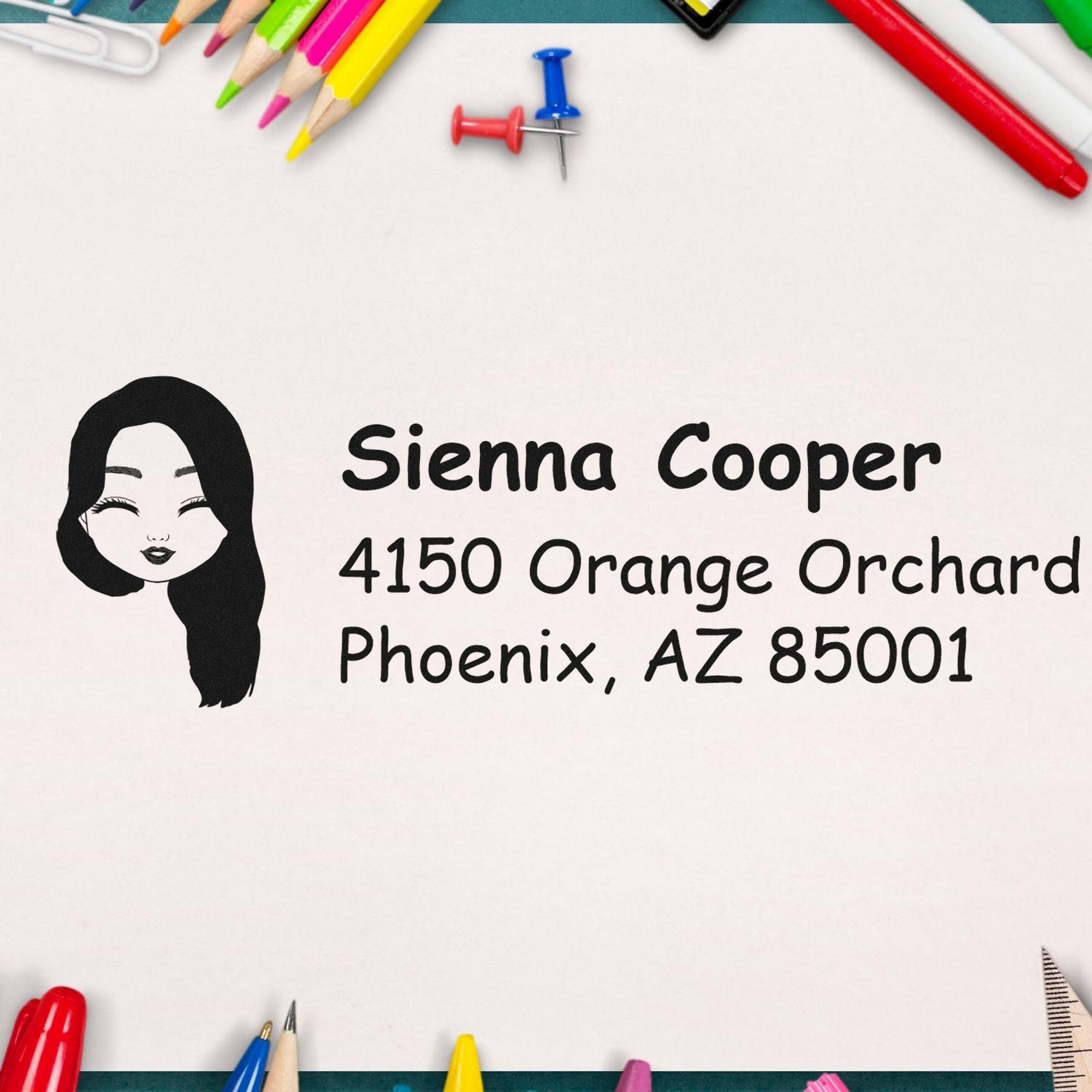 Ms Sienna Bitmoji Pre-Inked Address Stamp for House - Engineer Seal Stamps