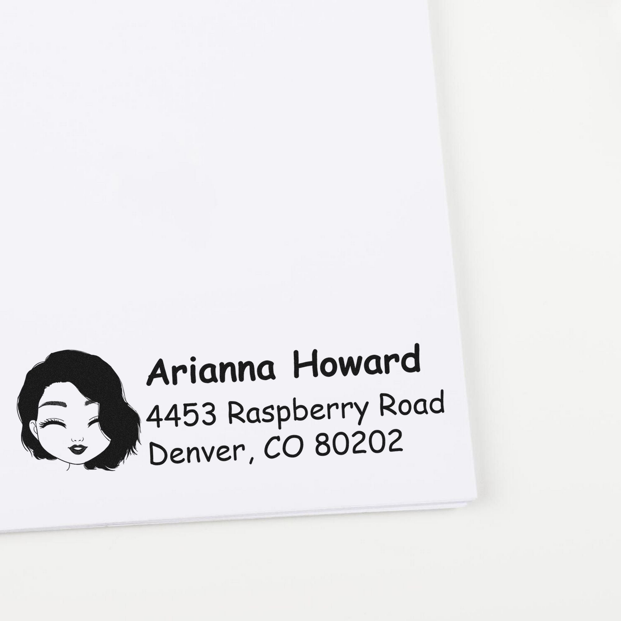 Wood Handle Ms Arianna Bitmoji Address Stamp - Engineer Seal Stamps