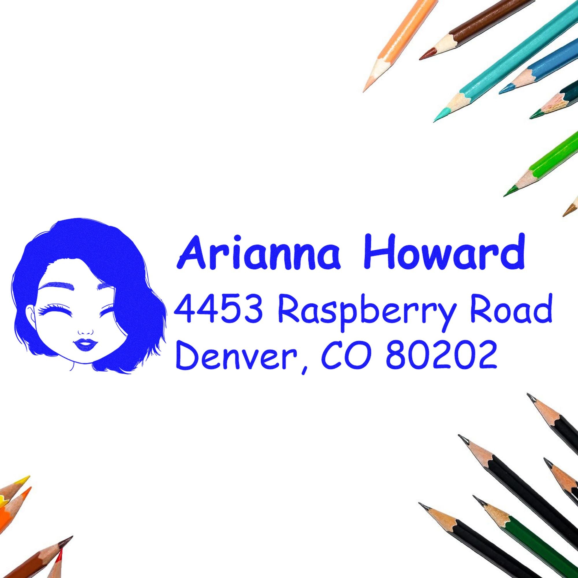 Wood Handle Ms Arianna Bitmoji Address Stamp - Engineer Seal Stamps