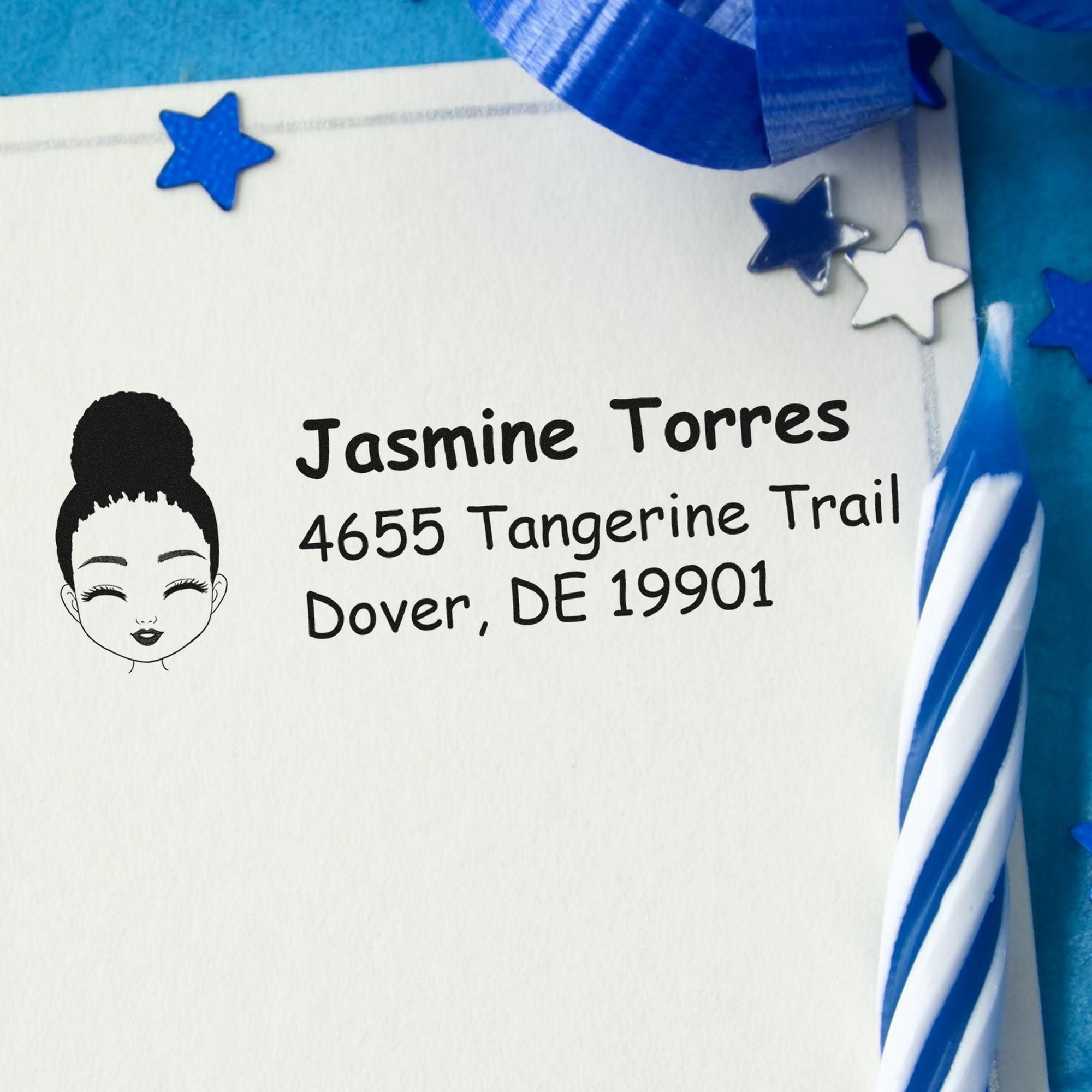 Ms Jasmine Bitmoji Pre-Inked Address Stamp for House - Engineer Seal Stamps