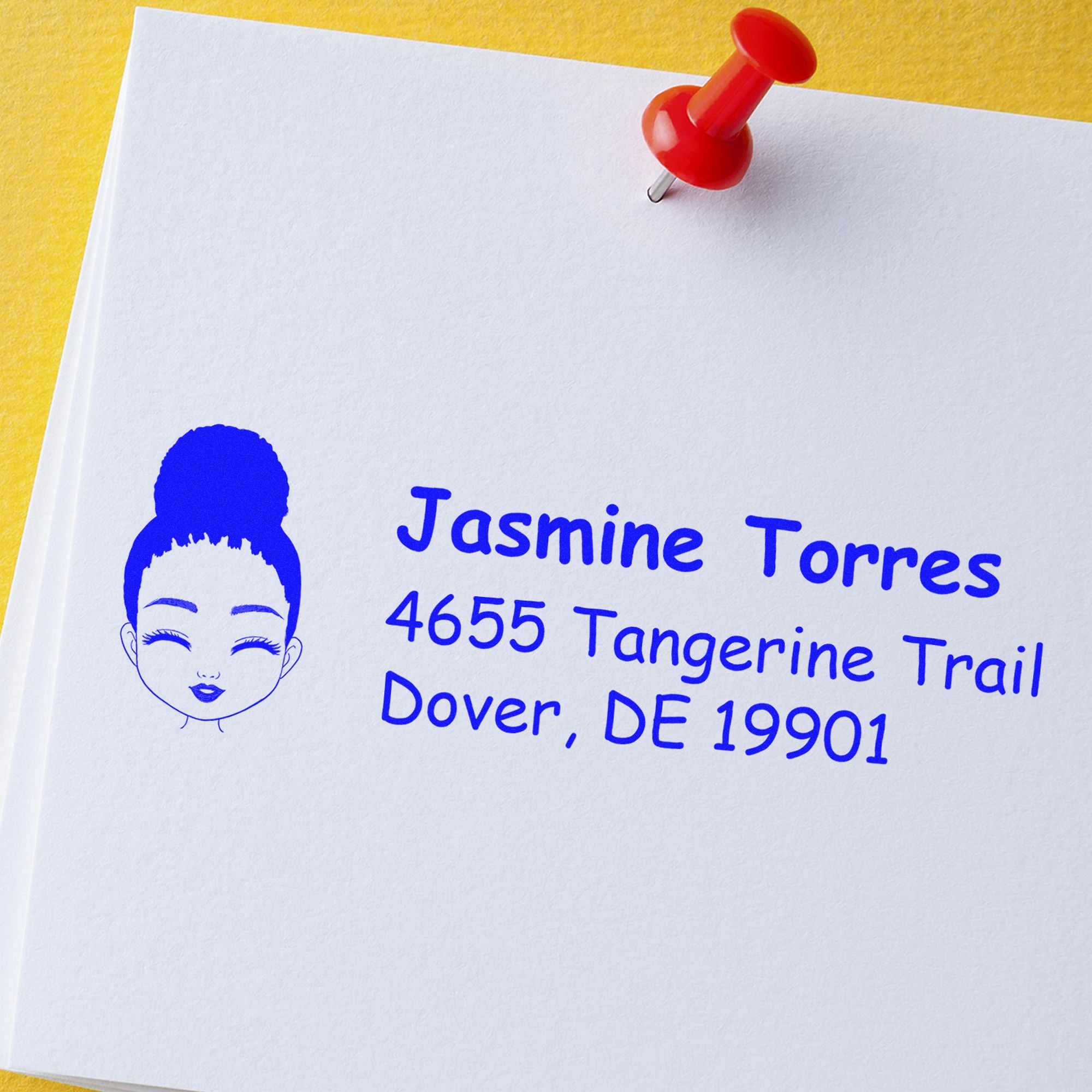 Ms Jasmine Bitmoji Pre-Inked Address Stamp for House - Engineer Seal Stamps