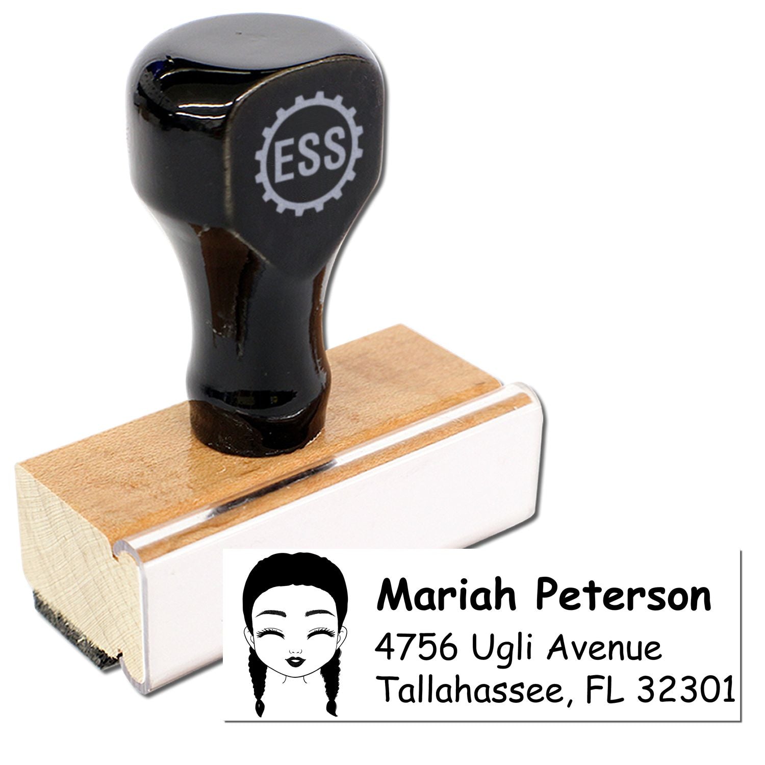 Wood Handle Ms Mariah Bitmoji Address Stamp - Engineer Seal Stamps