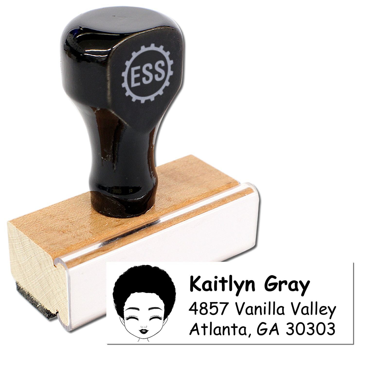Wood Handle Ms Kaitlyn Bitmoji Address Stamp - Engineer Seal Stamps