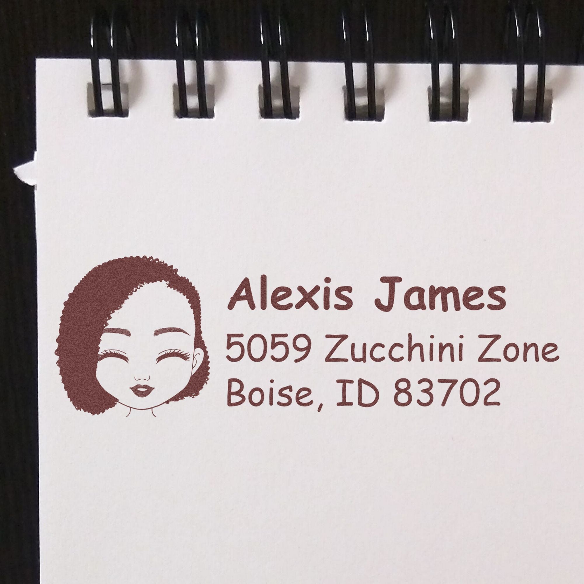 Wood Handle Ms Alexis Bitmoji Address Stamp - Engineer Seal Stamps