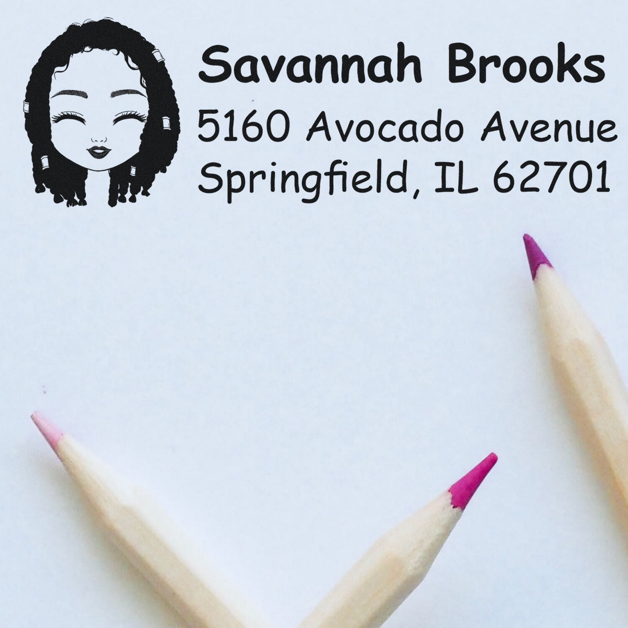 Ms Savannah Bitmoji Pre-Inked Address Stamp for House - Engineer Seal Stamps