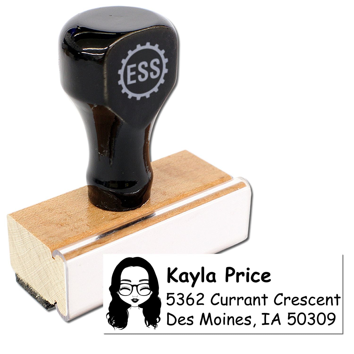 Wood Handle Ms Kayla Bitmoji Address Stamp - Engineer Seal Stamps