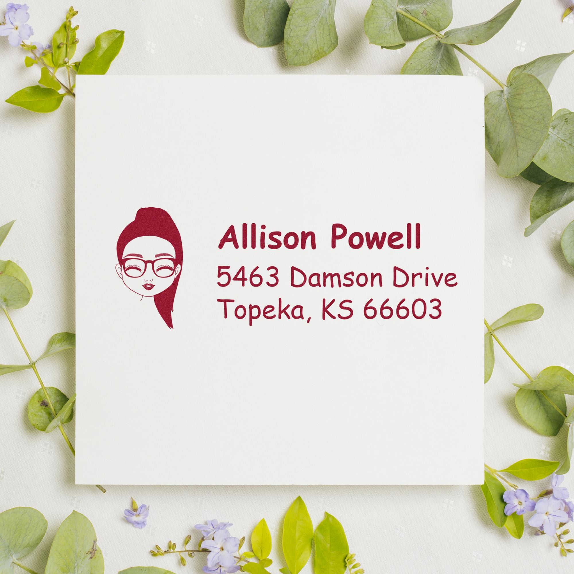Wood Handle Ms Allison Bitmoji Address Stamp - Engineer Seal Stamps