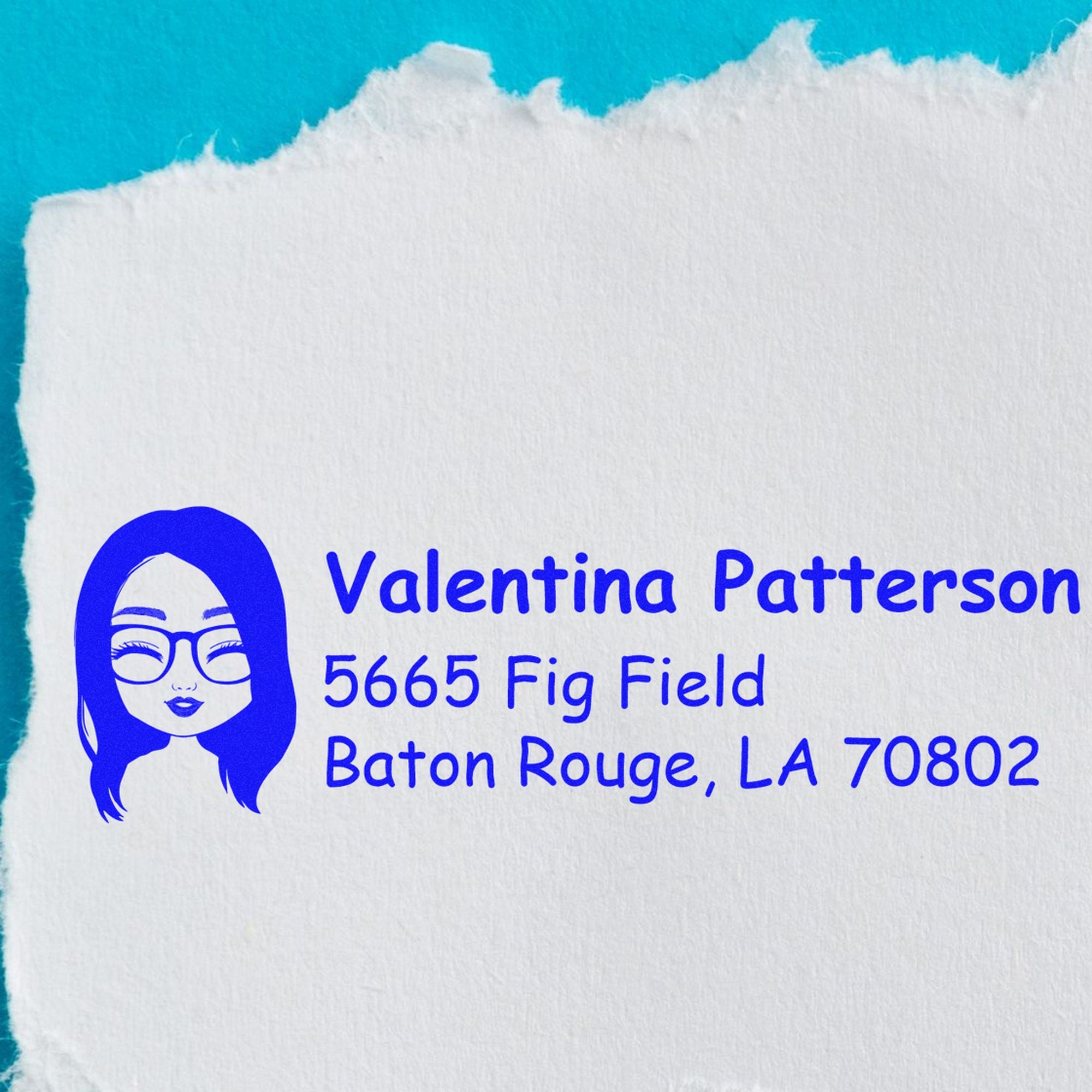 Wood Handle Ms Valentina Bitmoji Address Stamp - Engineer Seal Stamps