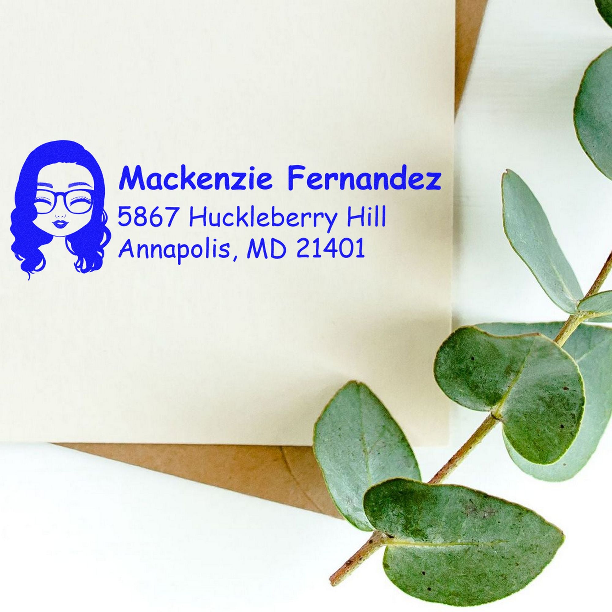 Wood Handle Ms Mackenzie Bitmoji Address Stamp - Engineer Seal Stamps