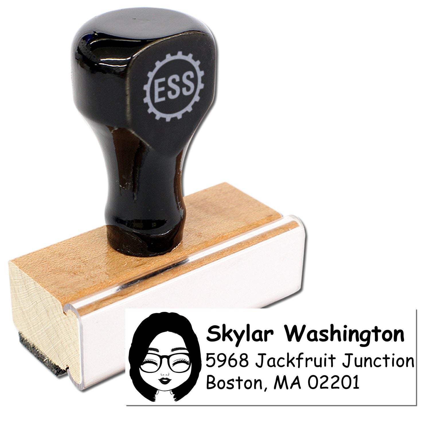 Wood Handle Ms Skylar Bitmoji Address Stamp - Engineer Seal Stamps