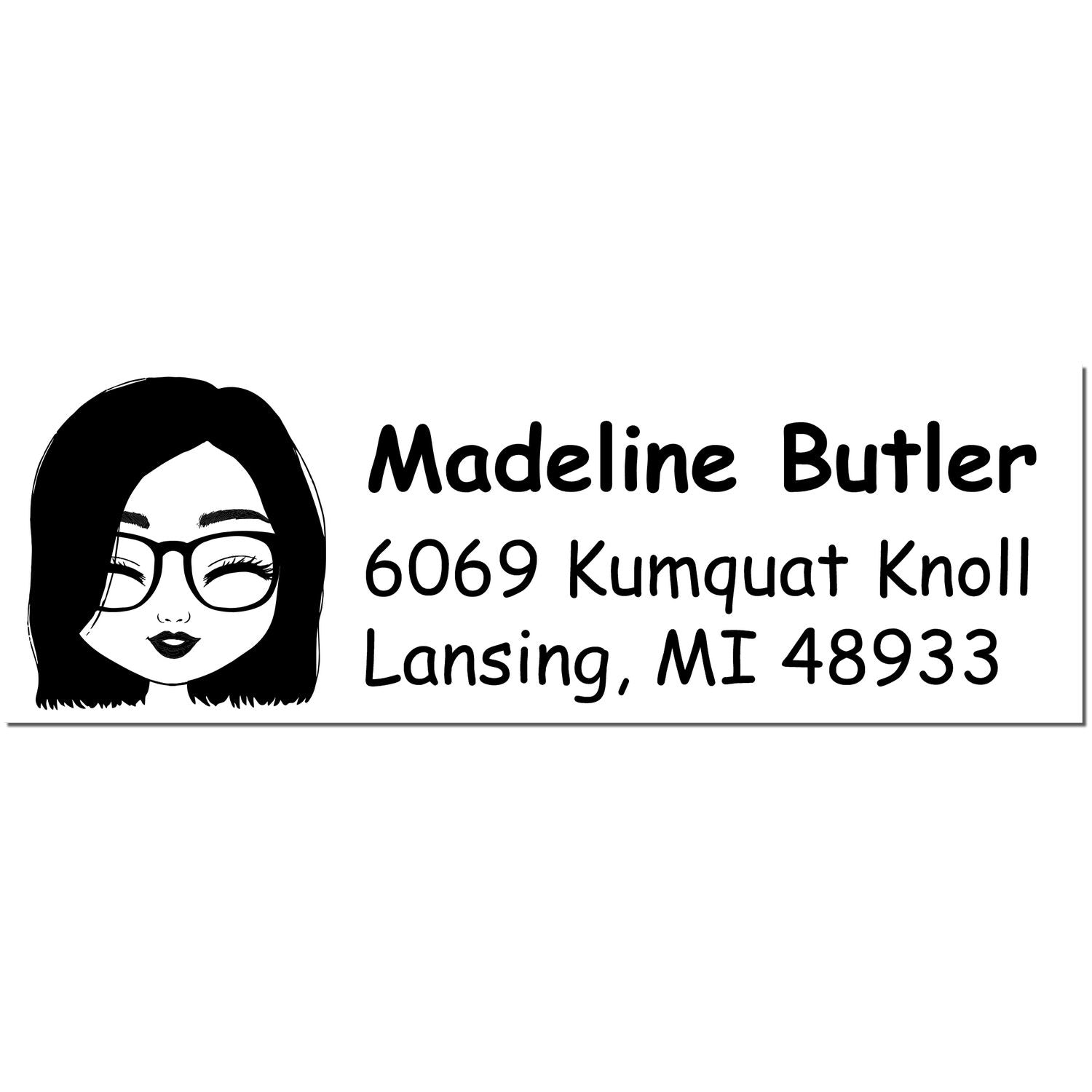 Wood Handle Ms Madeline Bitmoji Address Stamp - Engineer Seal Stamps