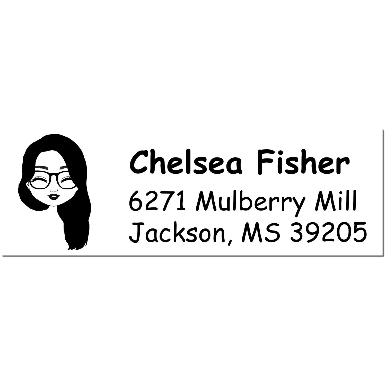 Wood Handle Ms Chelsea Bitmoji Address Stamp - Engineer Seal Stamps