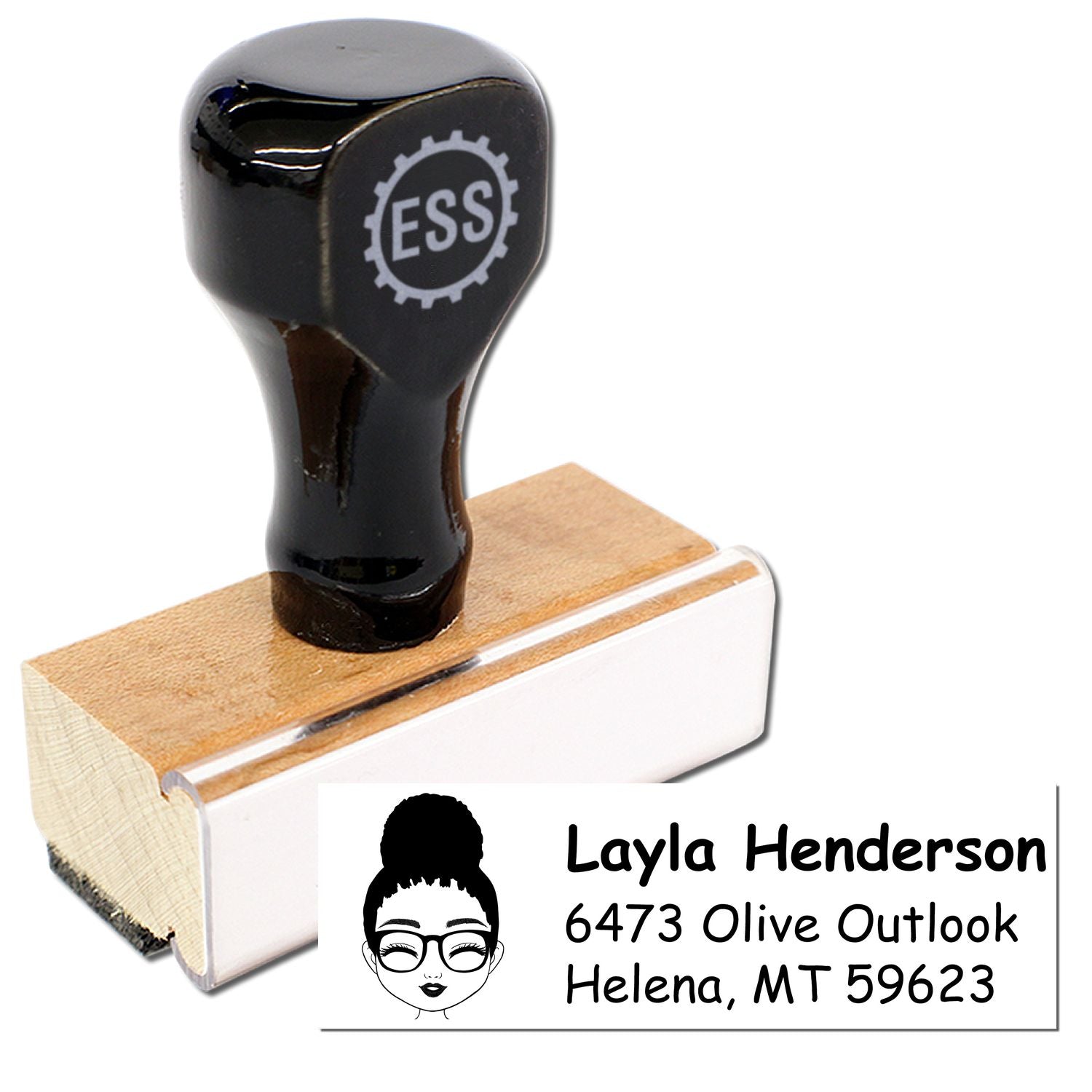 Wood Handle Ms Layla Bitmoji Address Stamp - Engineer Seal Stamps