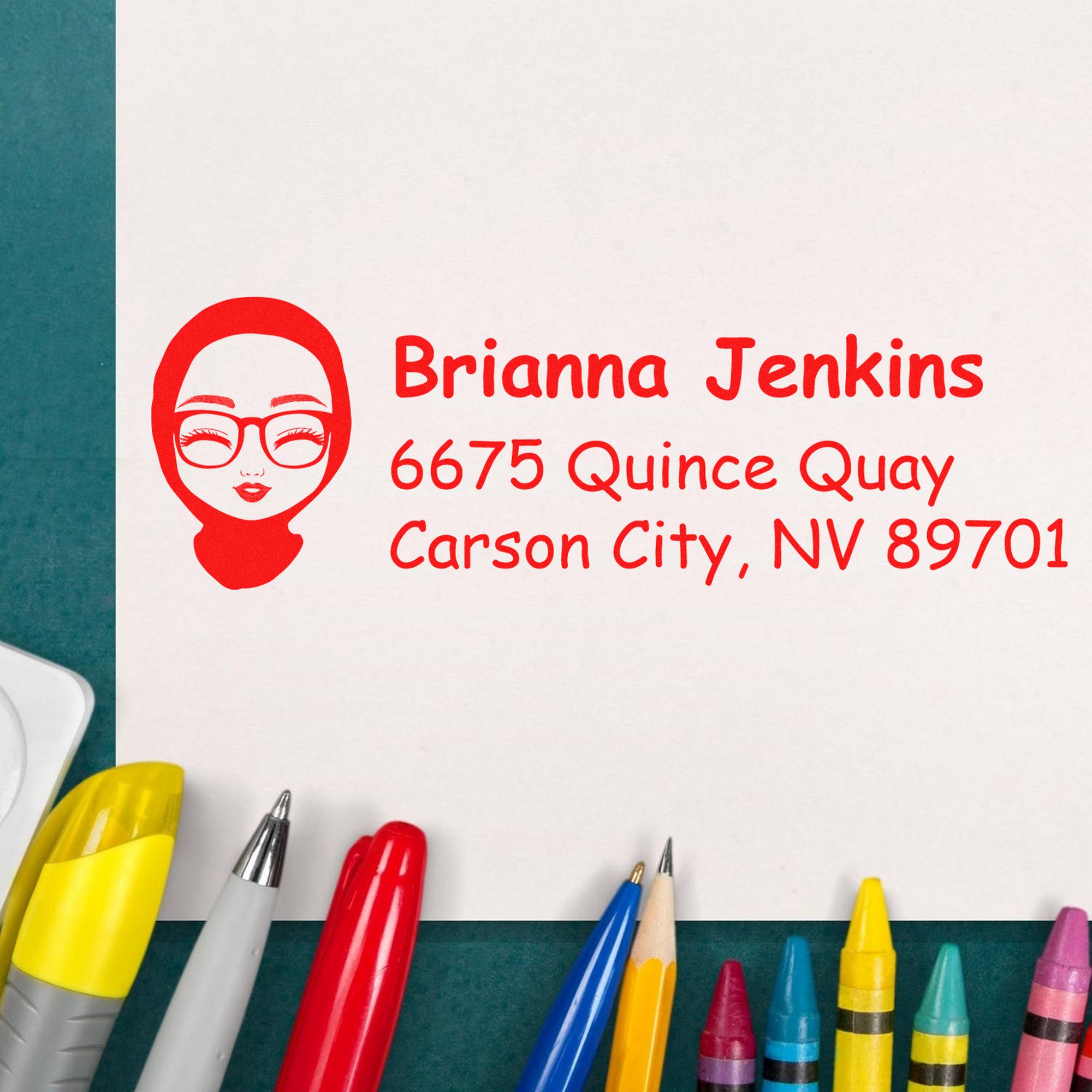Wood Handle Ms Brianna Bitmoji Address Stamp - Engineer Seal Stamps